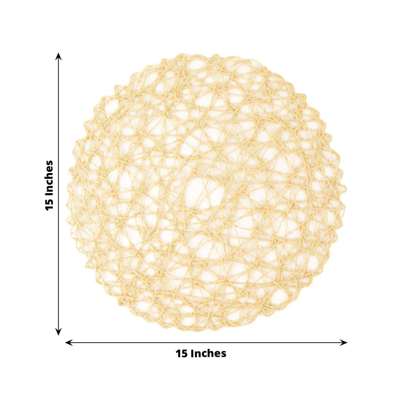 6-Pack Woven Fiber Table Placemats 15" Round Design Beige - Disposable Dining Mats - Image 3