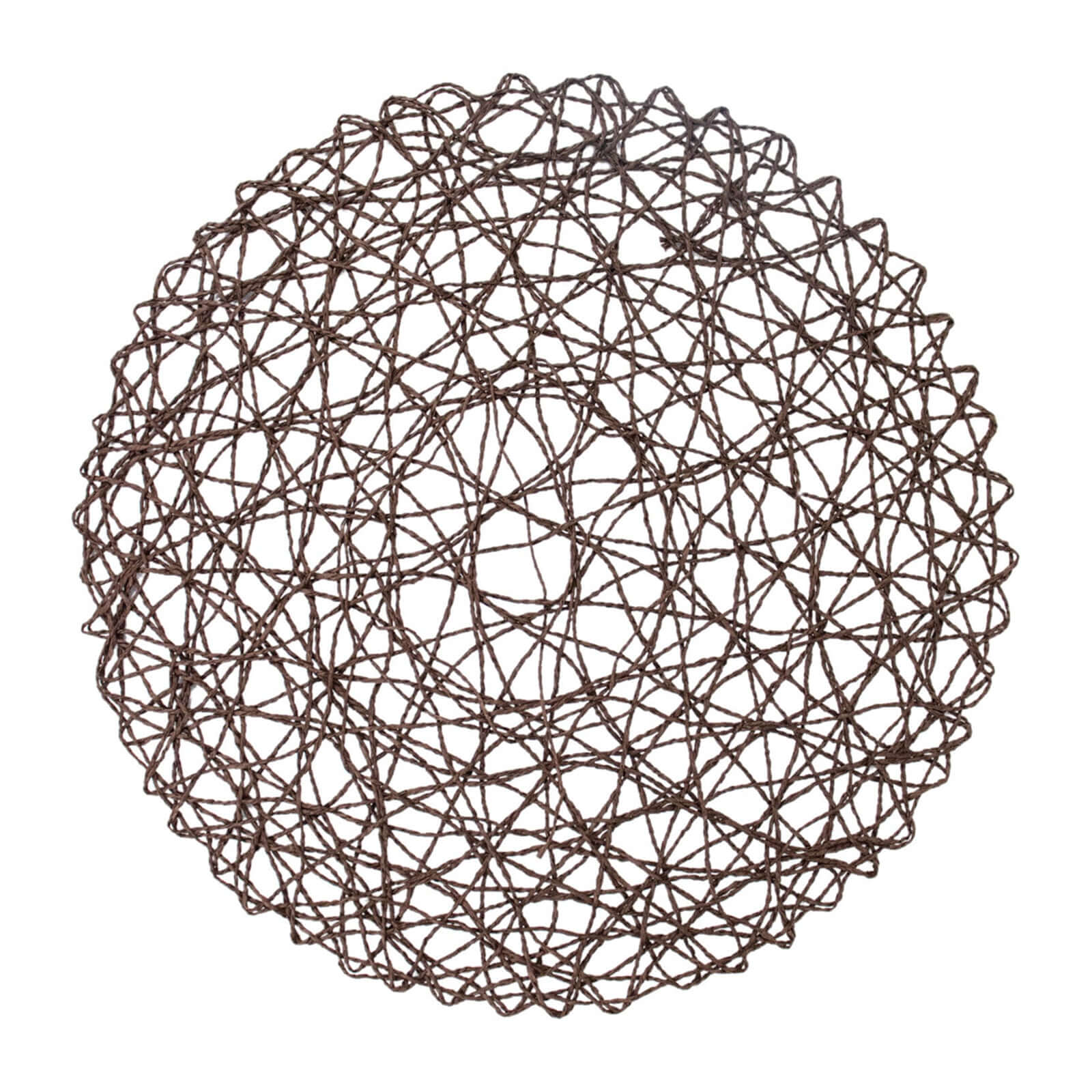 6-Pack Woven Fiber Table Placemats 15" Round Design Dark Brown - Disposable Dining Mats - Image 6