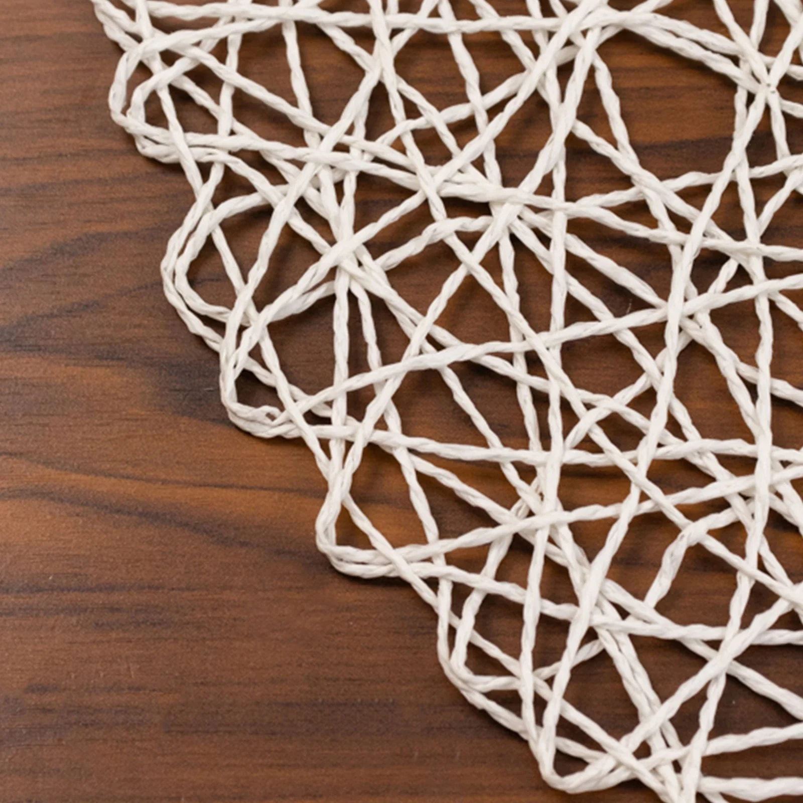 6-Pack Woven Fiber Table Placemats 15" Round Design White - Disposable Dining Mats for Stylish Settings - Image 8