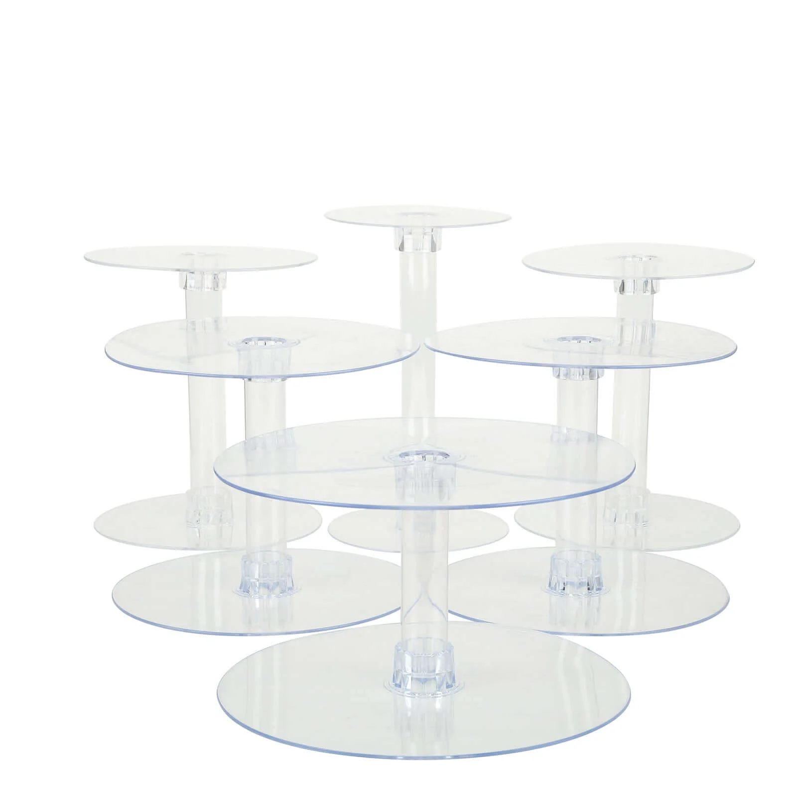 6-Tier Acrylic Cake Stand Set Assorted Sizes Clear - Sleek Reusable Cupcake Holder Dessert Pedestal Centerpiece Risers for Special Events & Catering Displays - Image 8