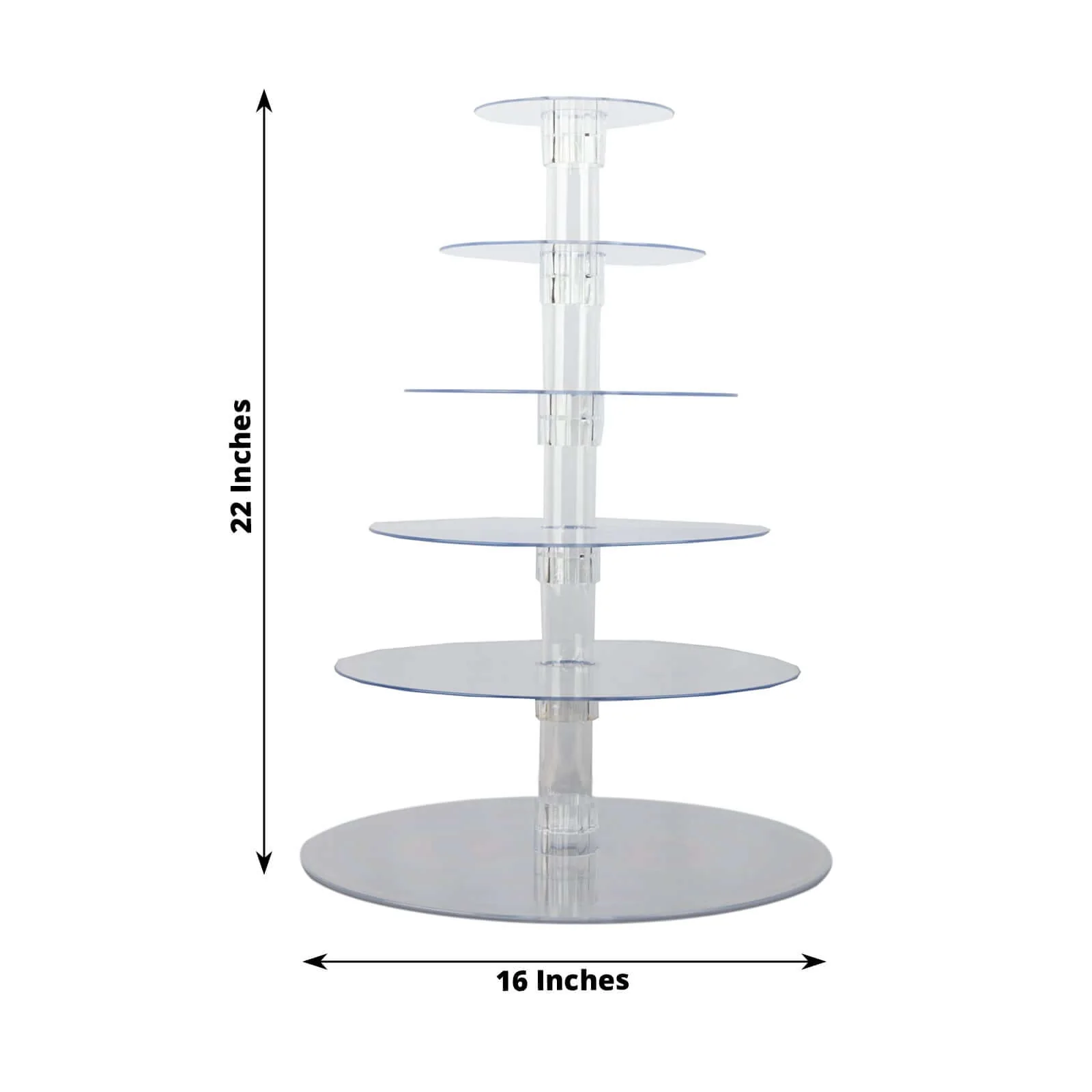 6-Tier Acrylic Round Cupcake Stand 22" Clear - Heavy Duty Easy To Assemble Dessert Tower Holder Pastry Display with Film Sheets for Weddings & Parties - Image 3