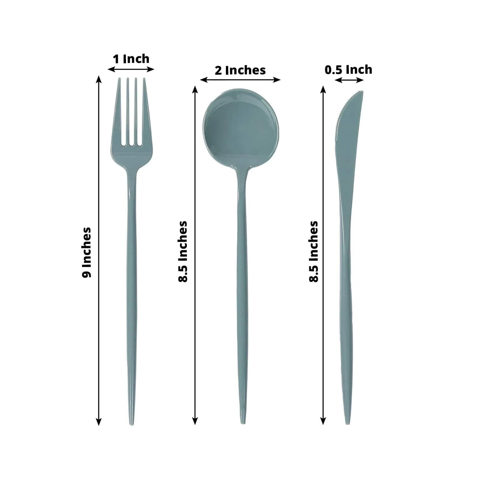 60 Pack Heavy Duty Plastic Utensil Set, Dusty Blue Premium Disposable Sleek Cutlery Flatware - Image 2