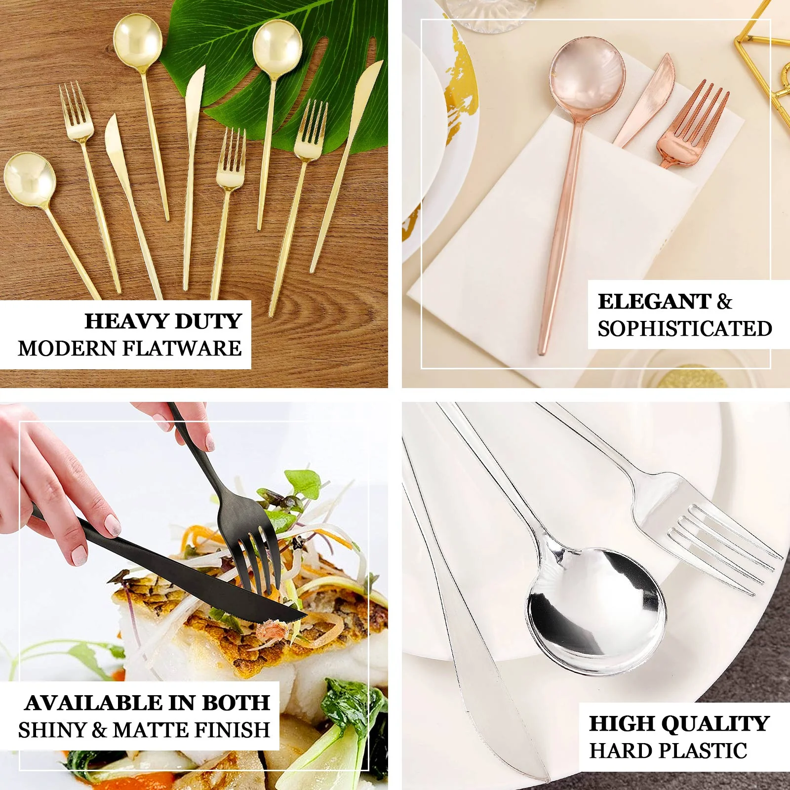 60 Pack Heavy Duty Plastic Utensil Set, Dusty Rose Premium Disposable Sleek Cutlery Flatware - Image 3