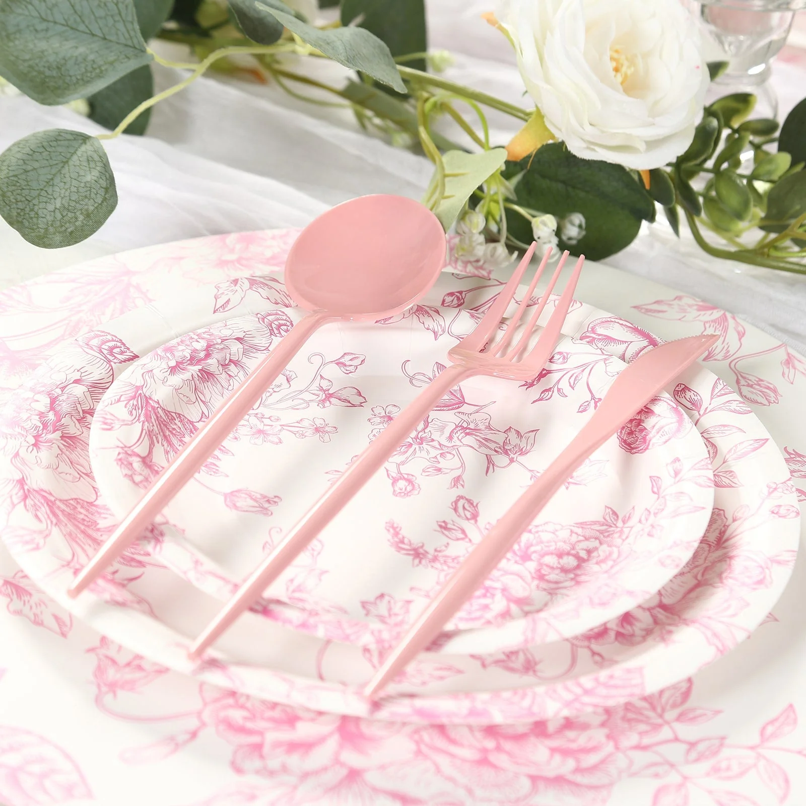 60 Pack Heavy Duty Plastic Utensil Set, Dusty Rose Premium Disposable Sleek Cutlery Flatware - Image 6