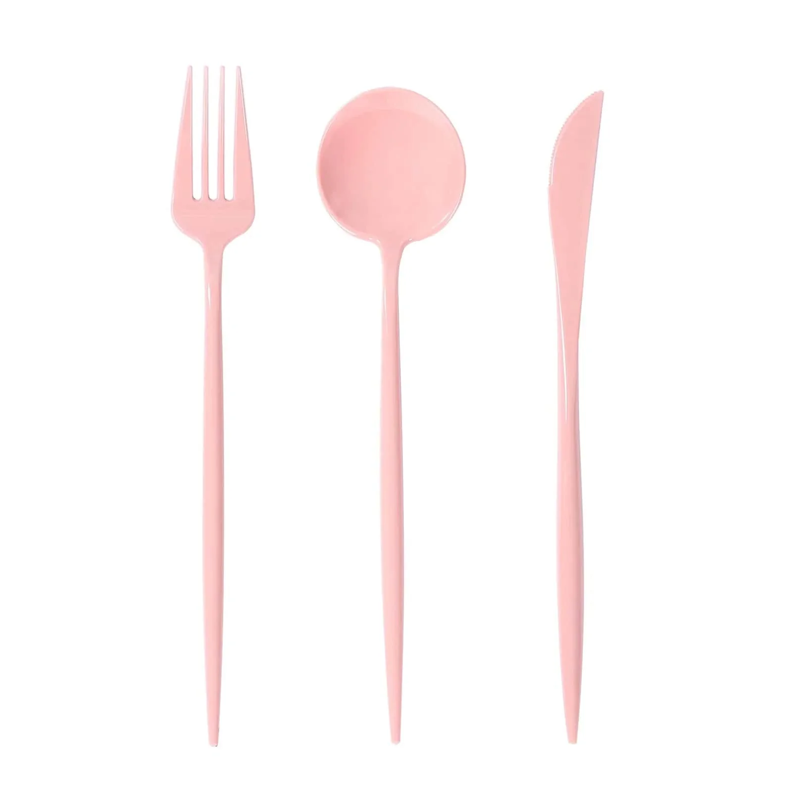 60 Pack Heavy Duty Plastic Utensil Set, Dusty Rose Premium Disposable Sleek Cutlery Flatware - Image 7