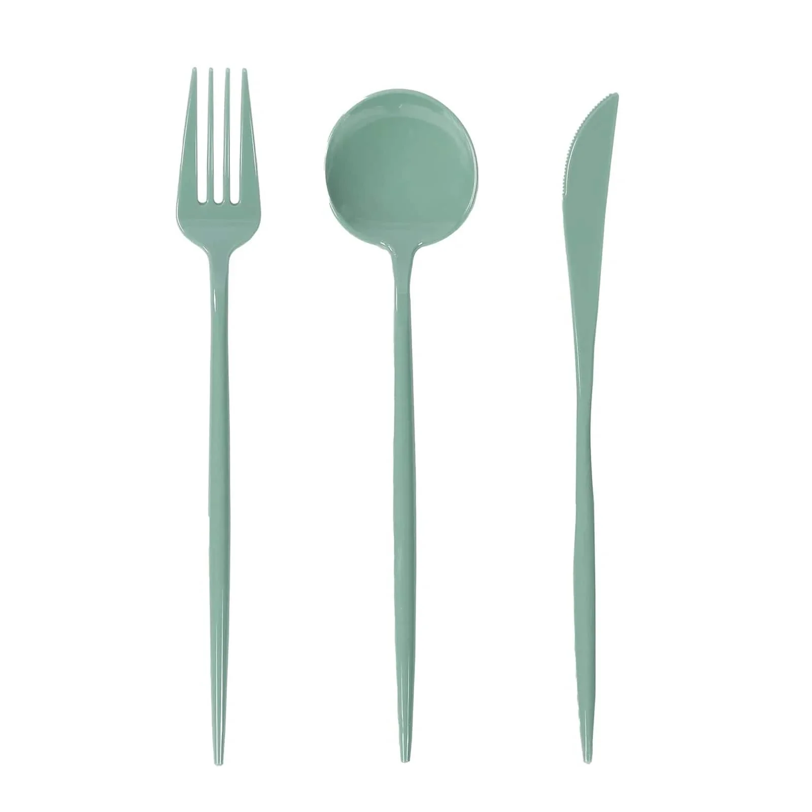 60 Pack Heavy Duty Plastic Utensil Set, Dusty Sage Green Premium Disposable Sleek Cutlery Flatware - Image 7