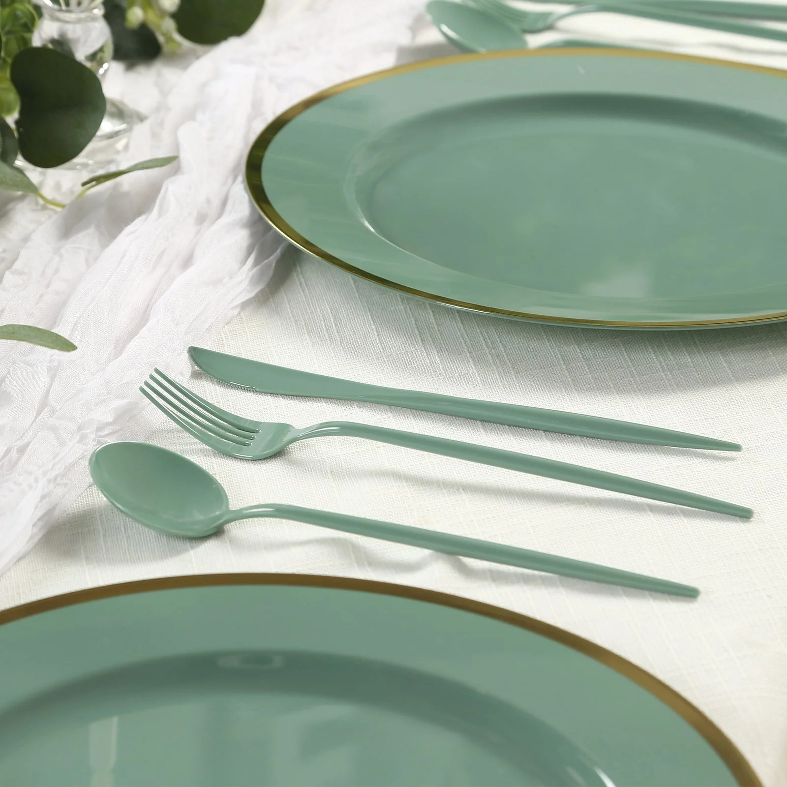 60 Pack Heavy Duty Plastic Utensil Set, Dusty Sage Green Premium Disposable Sleek Cutlery Flatware - Image 8