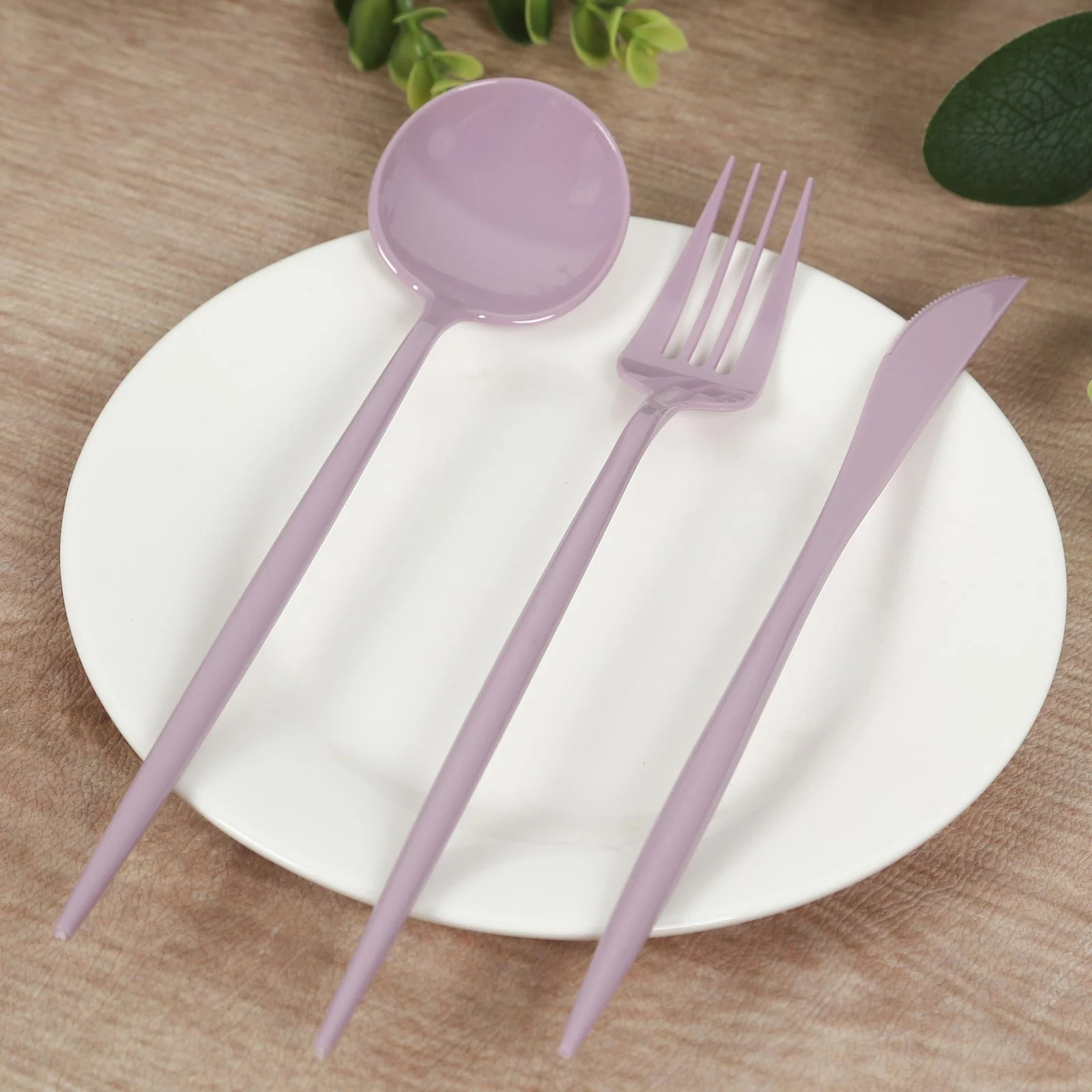 60 Pack Heavy Duty Plastic Utensil Set, Lavender Lilac Premium Disposable Sleek Cutlery Flatware - Image 5