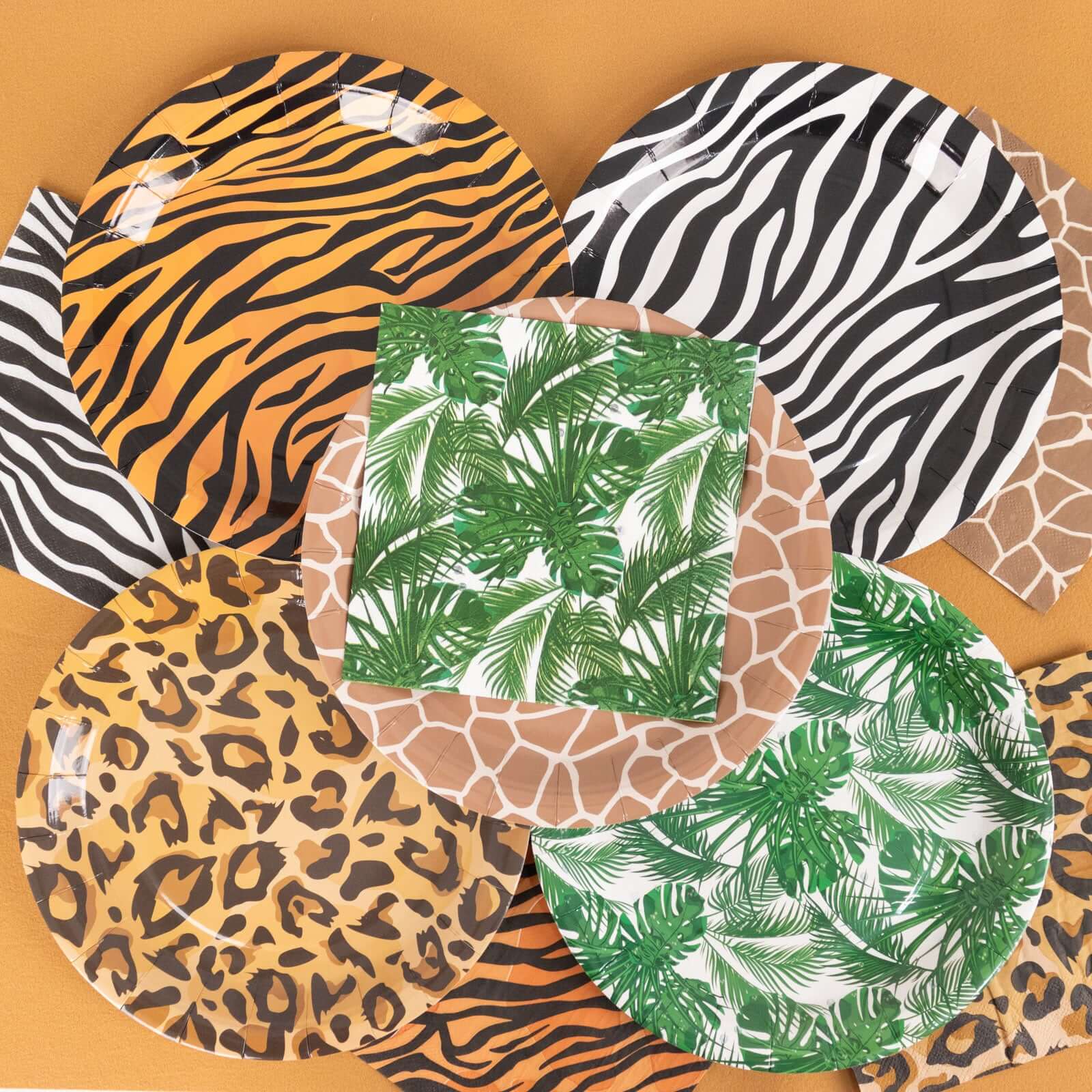 60 Pcs Paper Dinnerware Set with Animal Safari Print - Jungle Theme Disposable Plates and Napkins for 30 Guests - Image 6