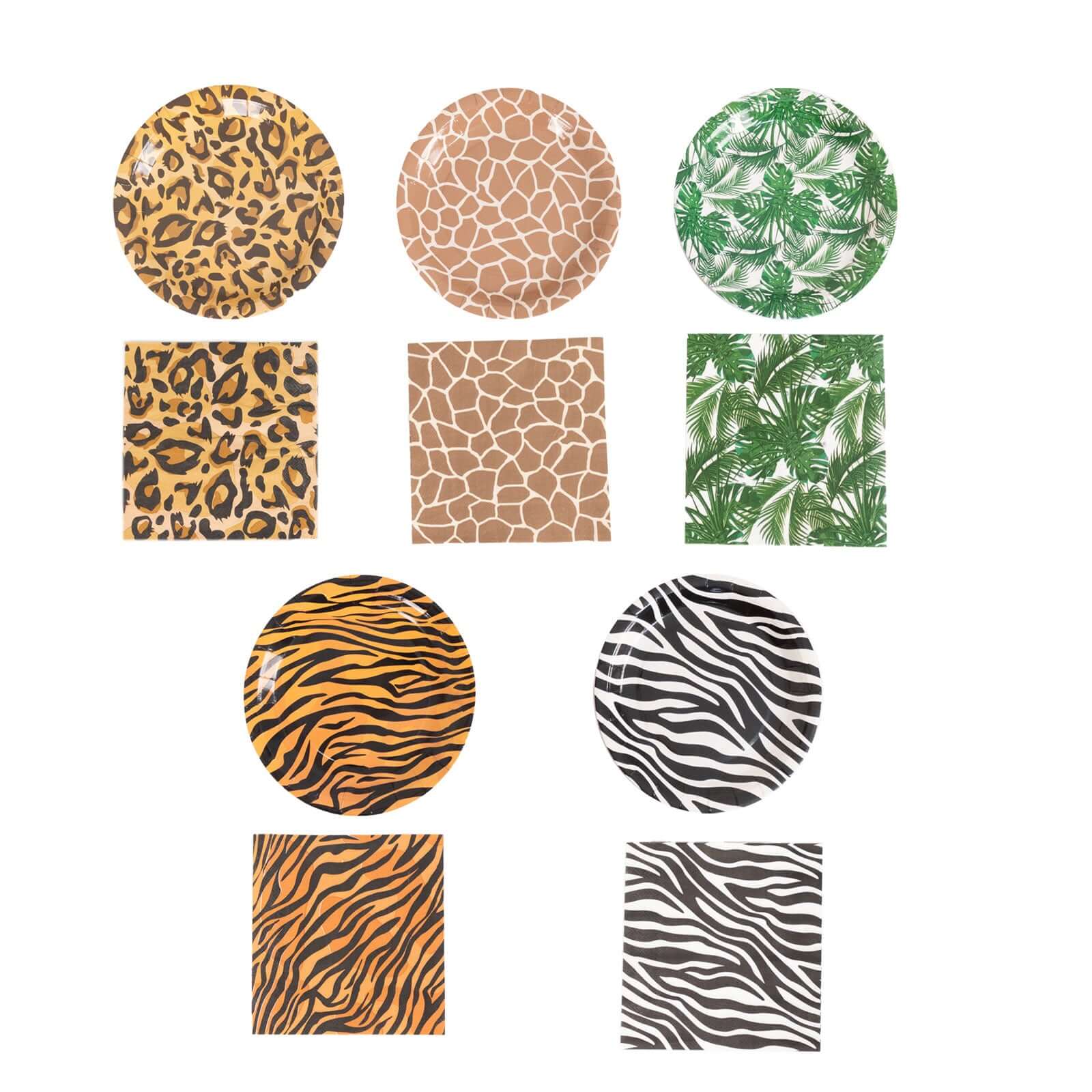 60 Pcs Paper Dinnerware Set with Animal Safari Print - Jungle Theme Disposable Plates and Napkins for 30 Guests - Image 7