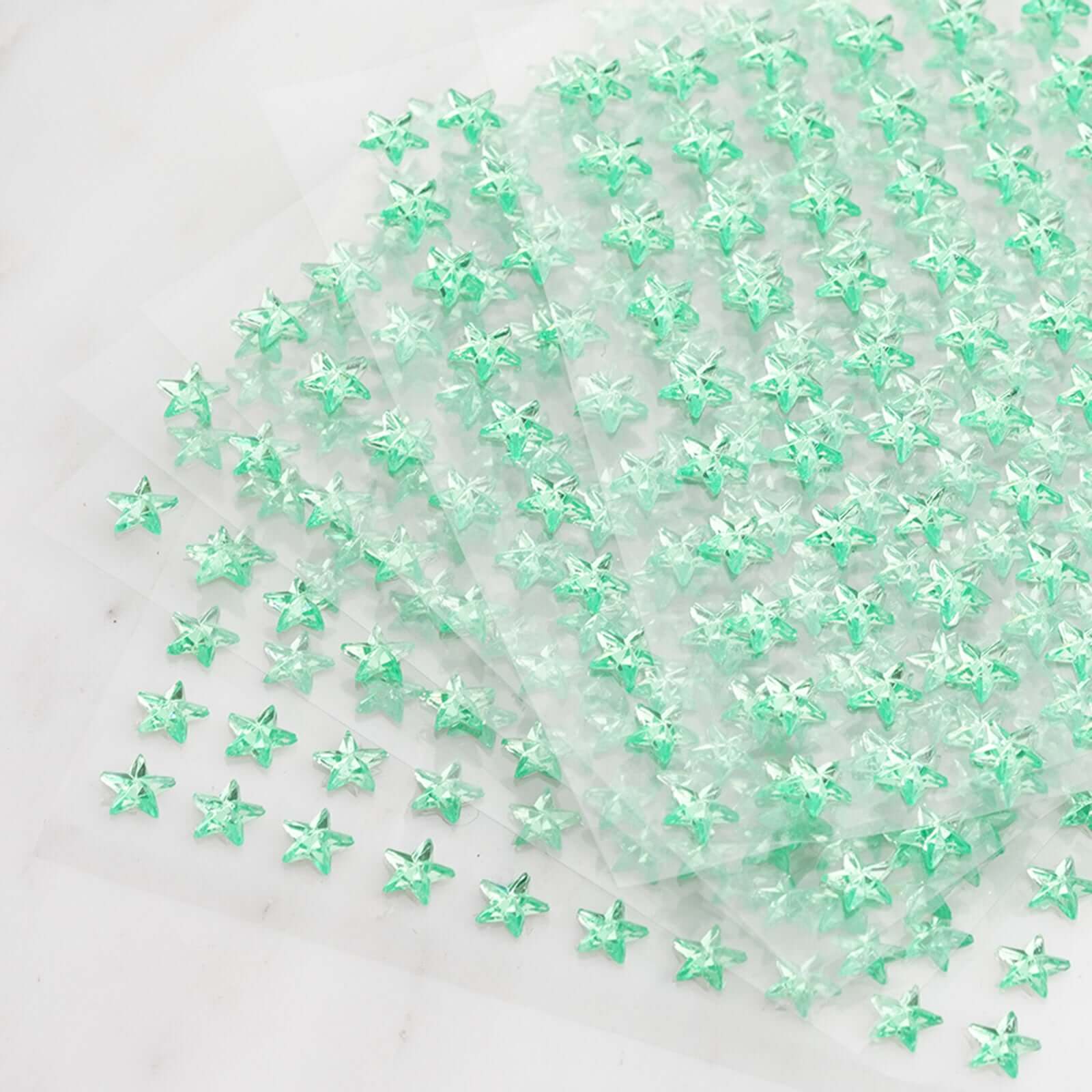 600 Pcs Apple Green Star Shape Stick-On Diamond Rhinestone Stickers, DIY Self Adhesive Craft Gems - Image 3