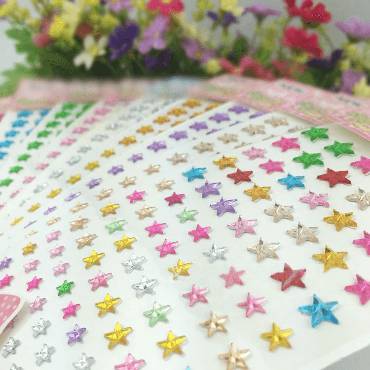 600 Pcs Apple Green Star Shape Stick-On Diamond Rhinestone Stickers, DIY Self Adhesive Craft Gems - Image 6