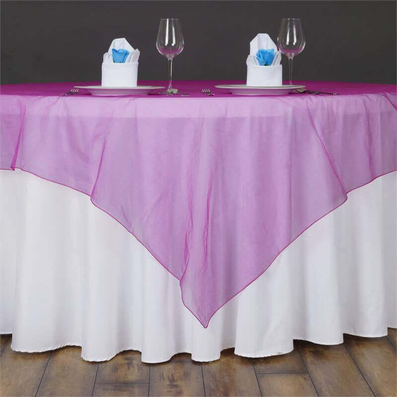Fuchsia Sheer Organza Square Table Overlay 60"x60"