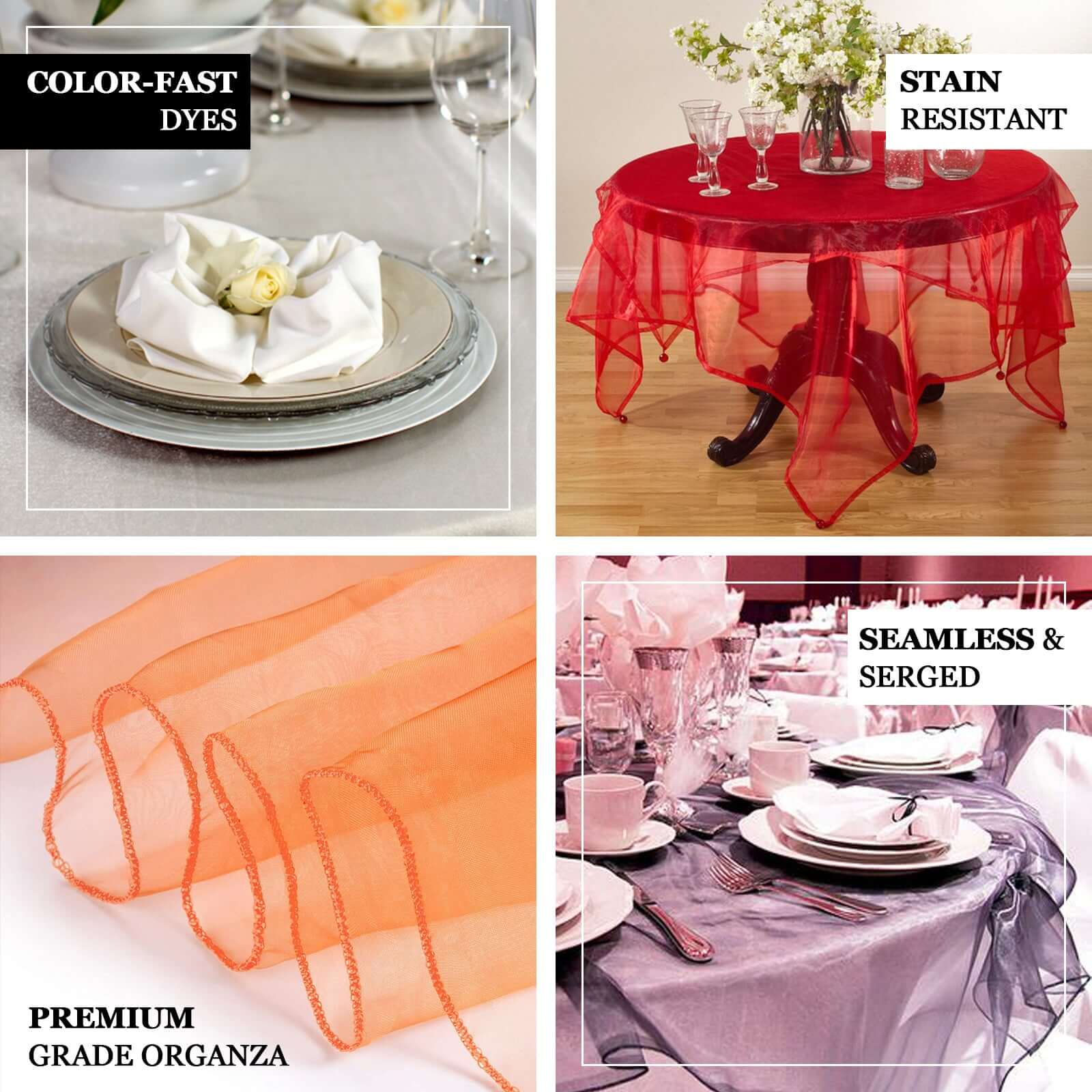 Fuchsia Sheer Organza Square Table Overlay 60"x60" - Image 4