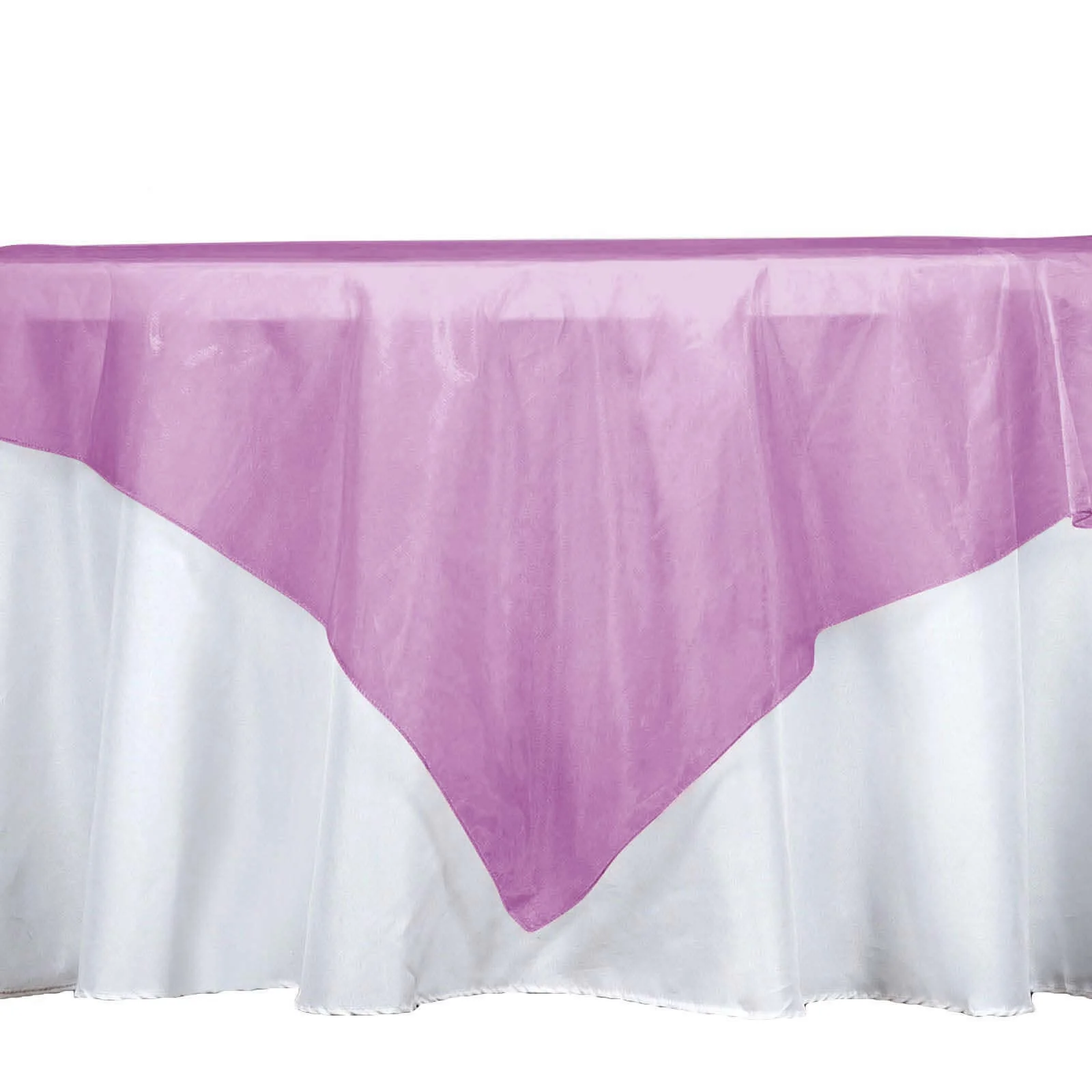 Fuchsia Sheer Organza Square Table Overlay 60"x60" - Image 7