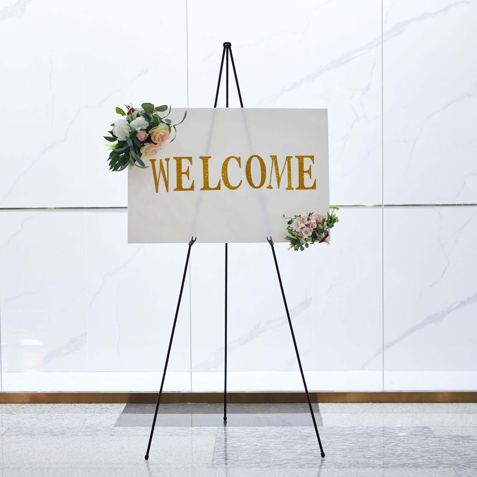 Black Metal Sign Holder Easel Stand, Collapsible Tripod Stand 65" - Image 8