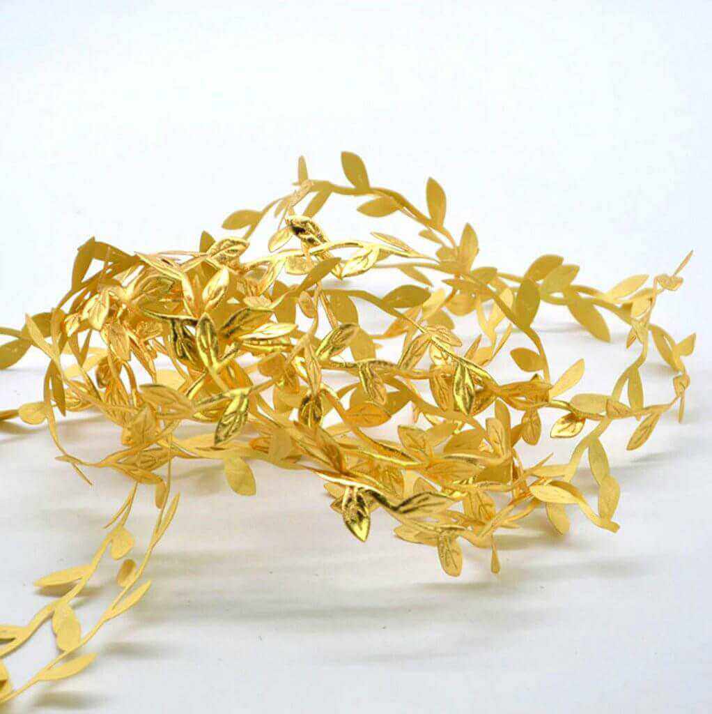Olive Gold Leaf Ribbon Trim, Artificial Vines Leaf Garland For DIY Craft Party Wedding Home Decor 67ft - Image 8