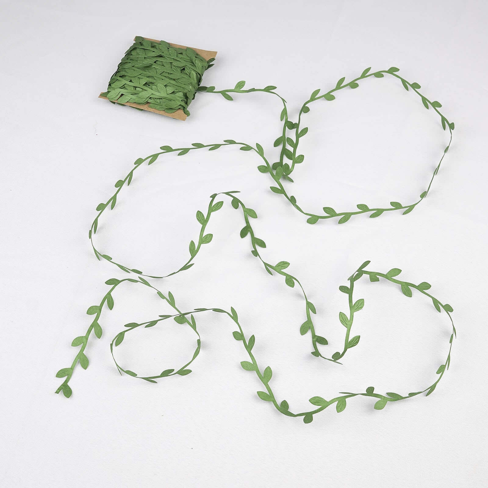 Olive Green Leaf Ribbon Trim, Artificial Vines Leaf Garland For DIY Craft Party Wedding Home Decor 67FT - Image 6