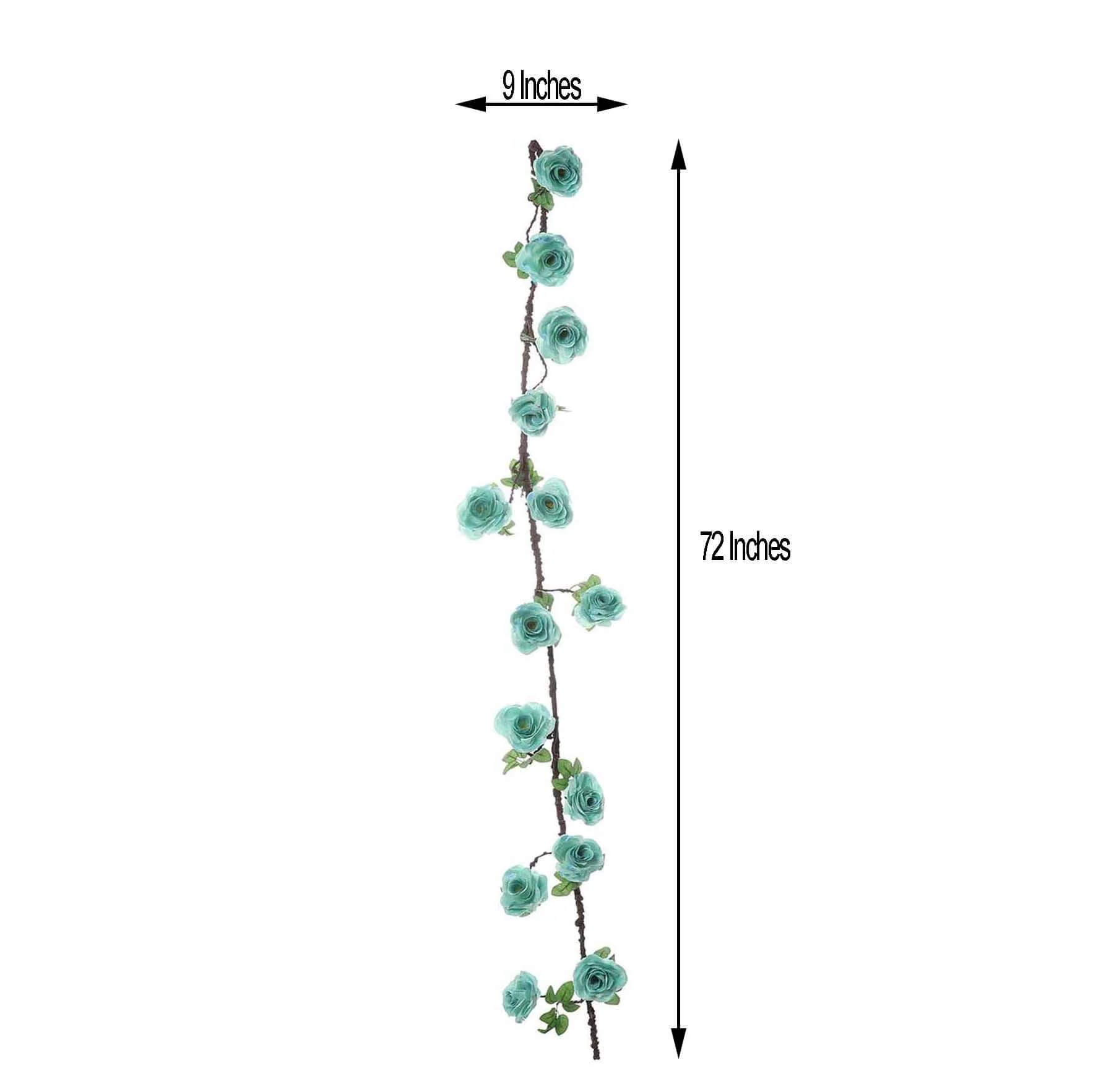 Aqua/Turquoise Artificial Silk Rose Hanging Flower Garland Vine 6ft - Image 3