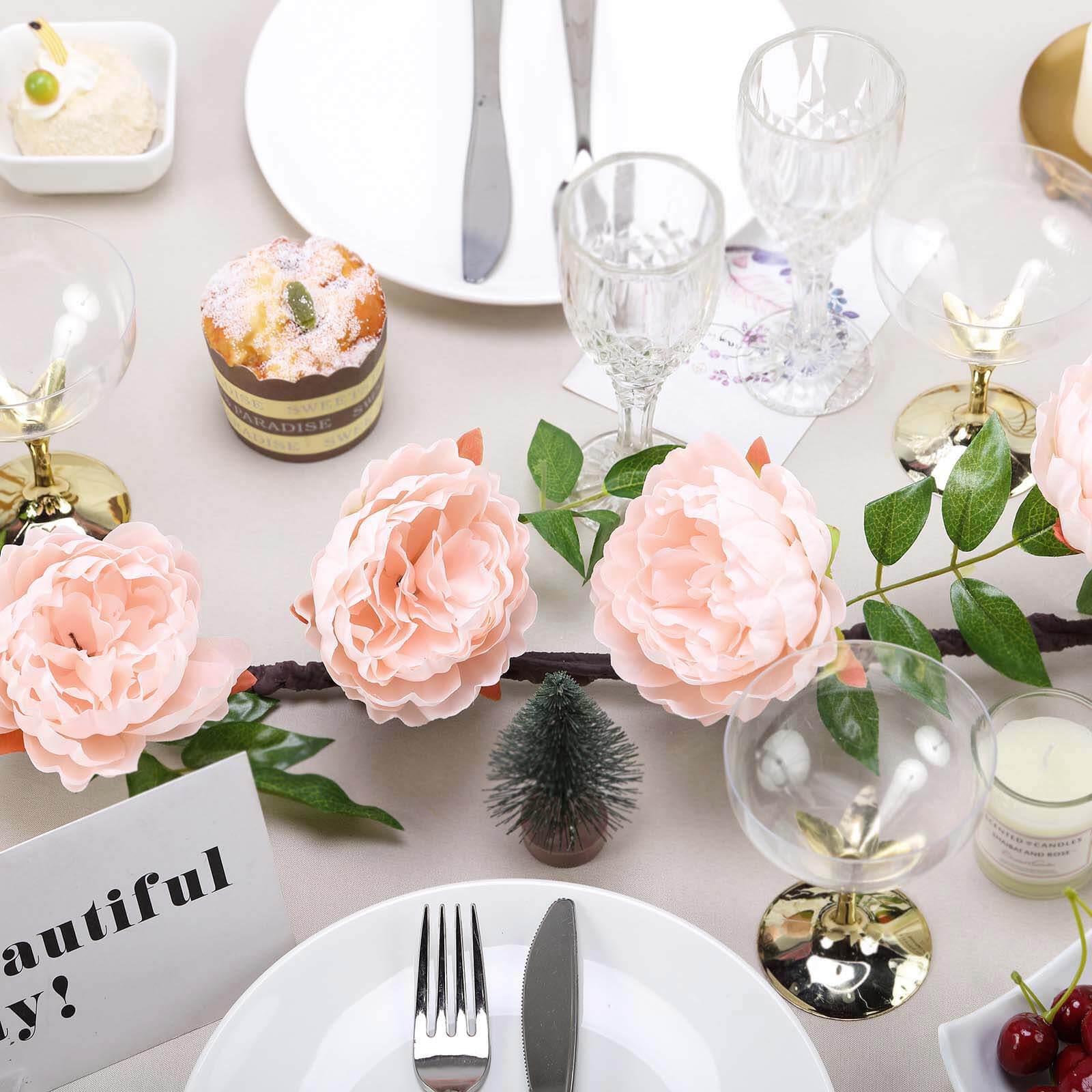 Blush Artificial Silk Peony Hanging Flower Garland, Faux Vine 6ft - Image 6