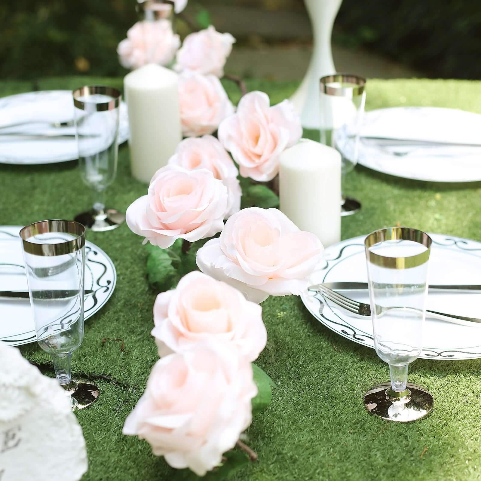 Blush Artificial Silk Rose Hanging Flower Garland Vine 6ft - Image 17