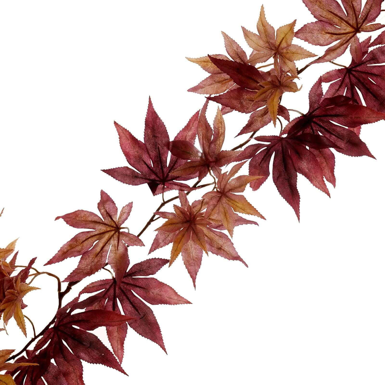 Burgundy Artificial Silk Maple Leaf Hanging Fall Garland Vine 6ft - Image 13