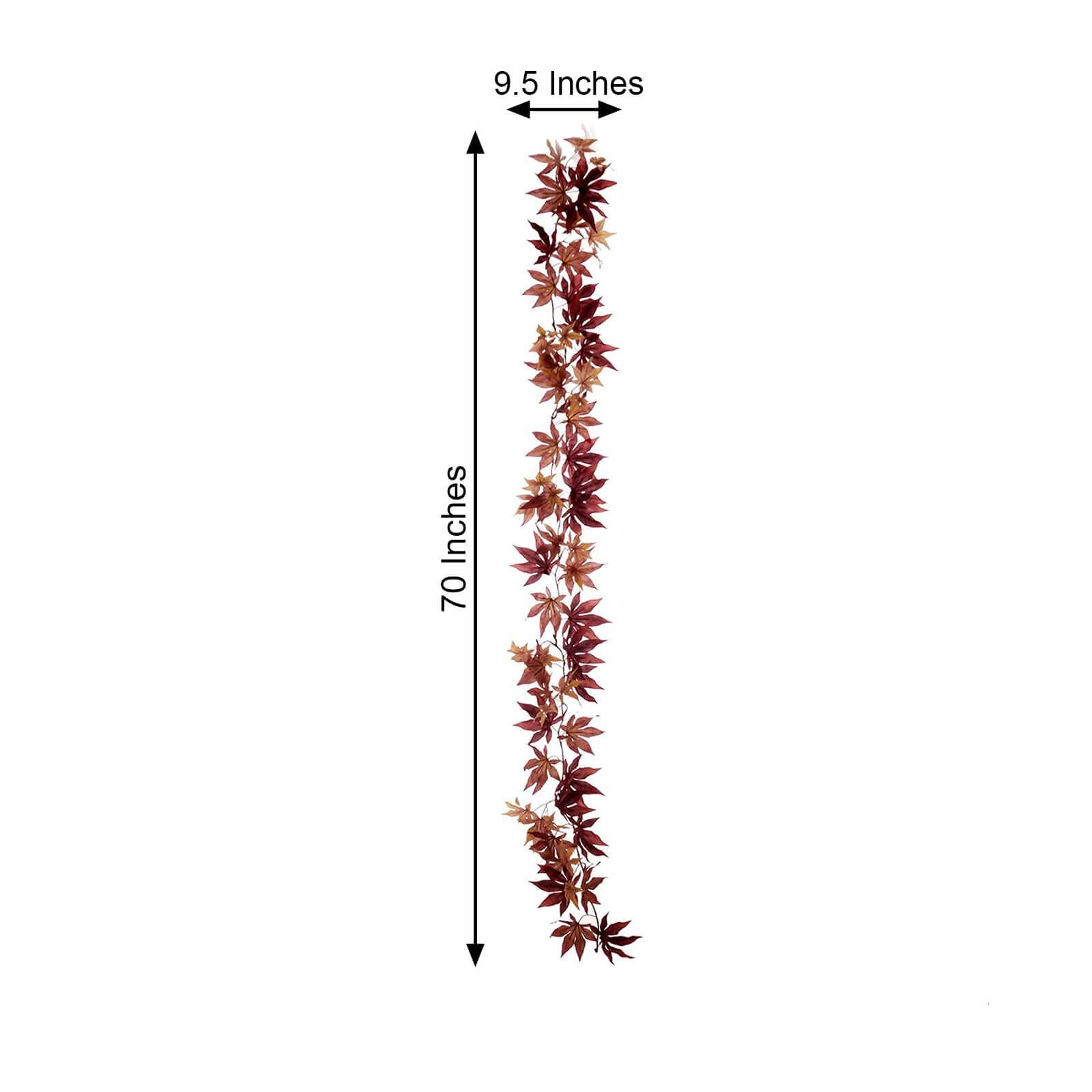 Burgundy Artificial Silk Maple Leaf Hanging Fall Garland Vine 6ft - Image 3