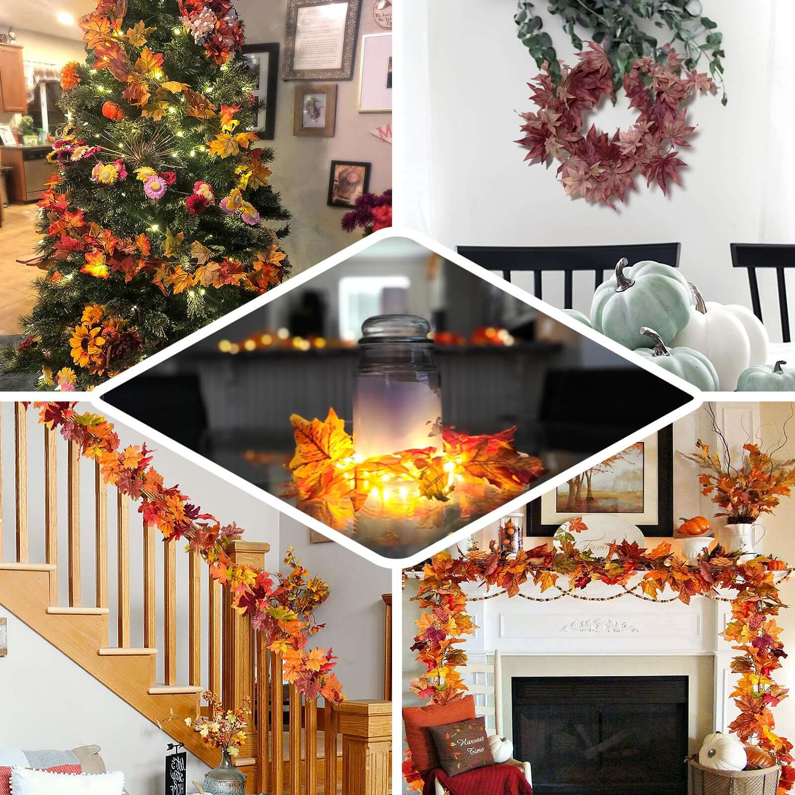 Burgundy Artificial Silk Maple Leaf Hanging Fall Garland Vine 6ft - Image 5