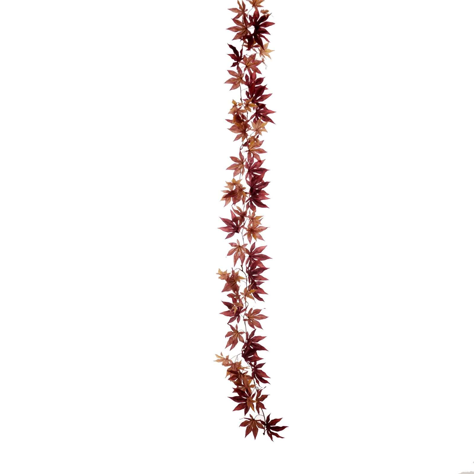 Burgundy Artificial Silk Maple Leaf Hanging Fall Garland Vine 6ft - Image 7