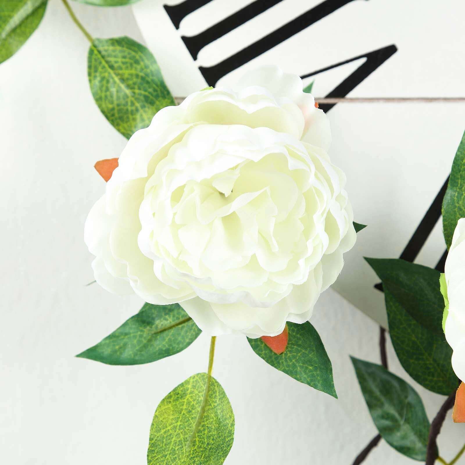 Cream Artificial Silk Peony Hanging Flower Garland, Faux Vine 6ft - Image 12