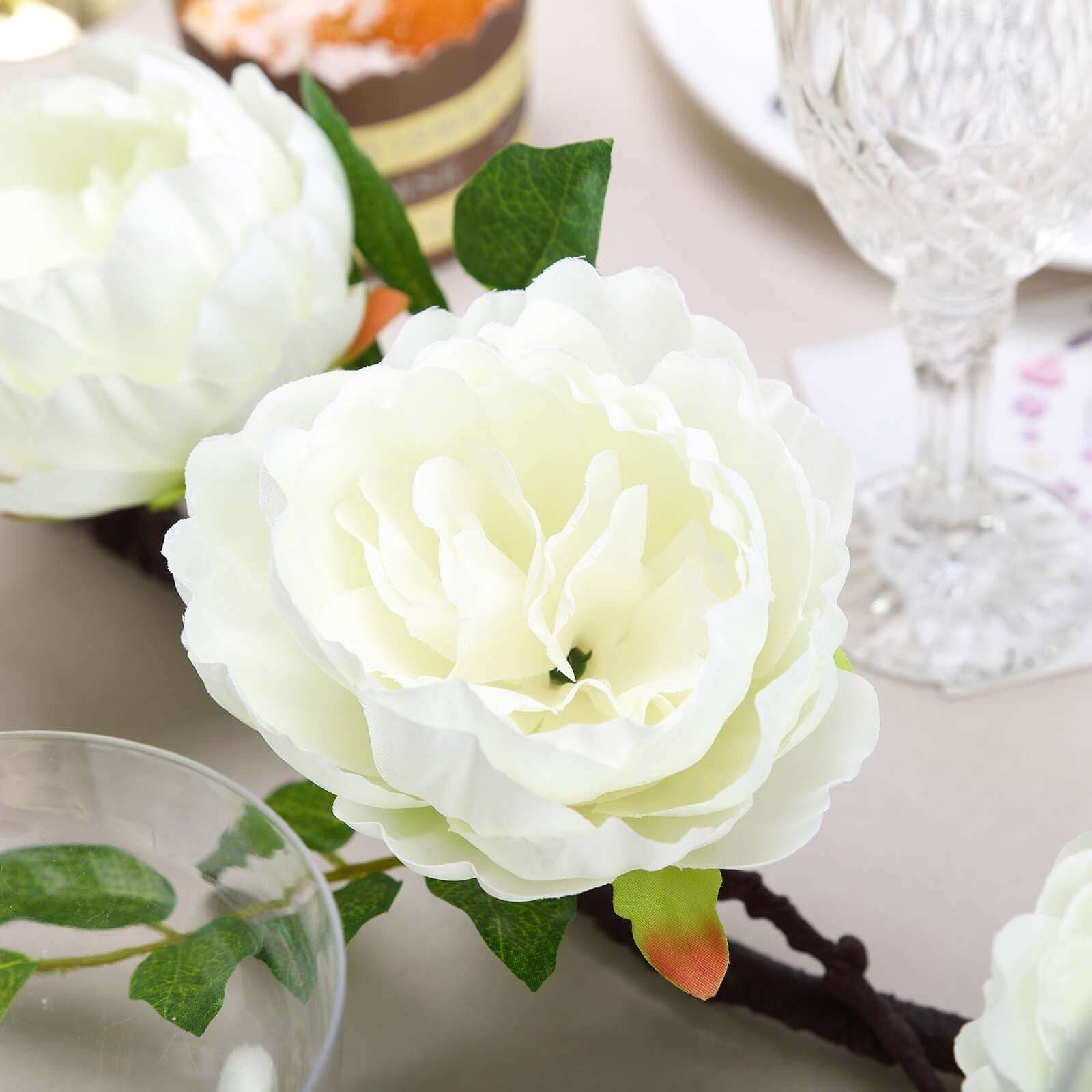 Cream Artificial Silk Peony Hanging Flower Garland, Faux Vine 6ft - Image 13
