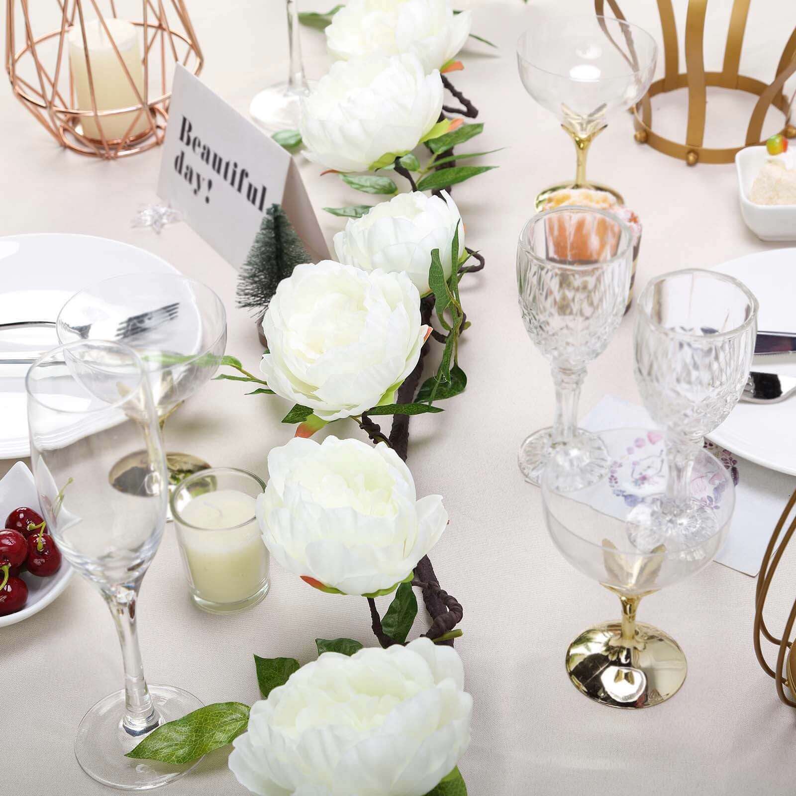Cream Artificial Silk Peony Hanging Flower Garland, Faux Vine 6ft - Image 14