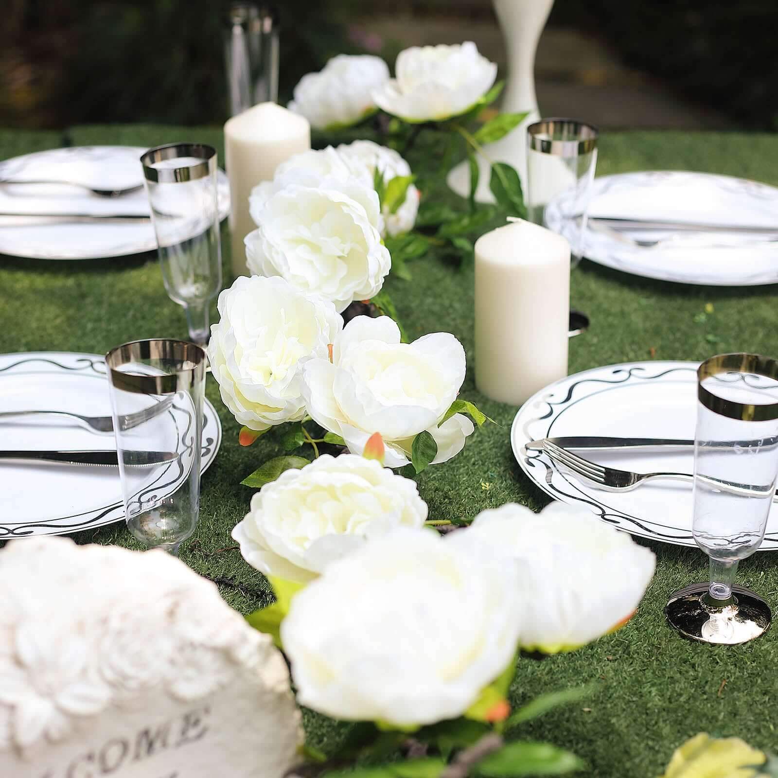 Cream Artificial Silk Peony Hanging Flower Garland, Faux Vine 6ft - Image 16