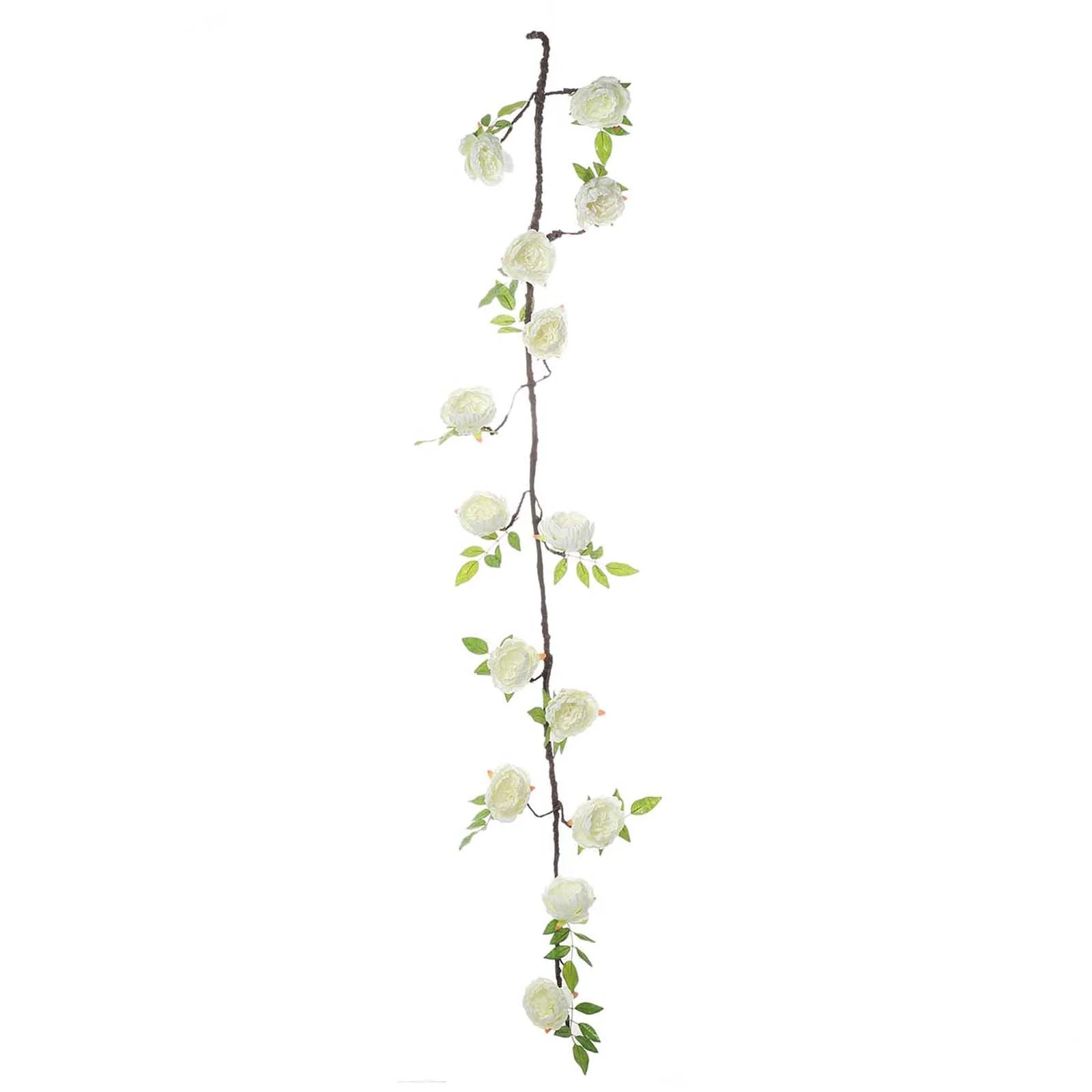 Cream Artificial Silk Peony Hanging Flower Garland, Faux Vine 6ft - Image 7