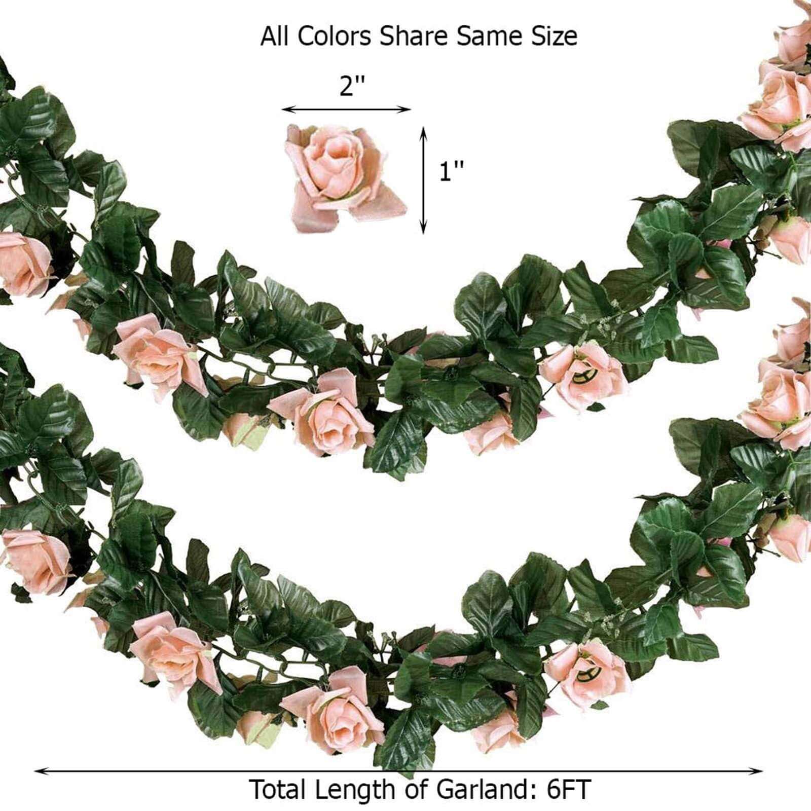 Cream Artificial Silk Rose Garland UV Protected Flower Chain 6ft - Image 3