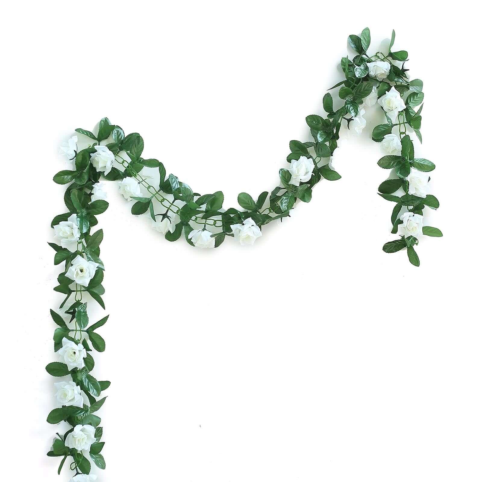 Cream Artificial Silk Rose Garland UV Protected Flower Chain 6ft - Image 7