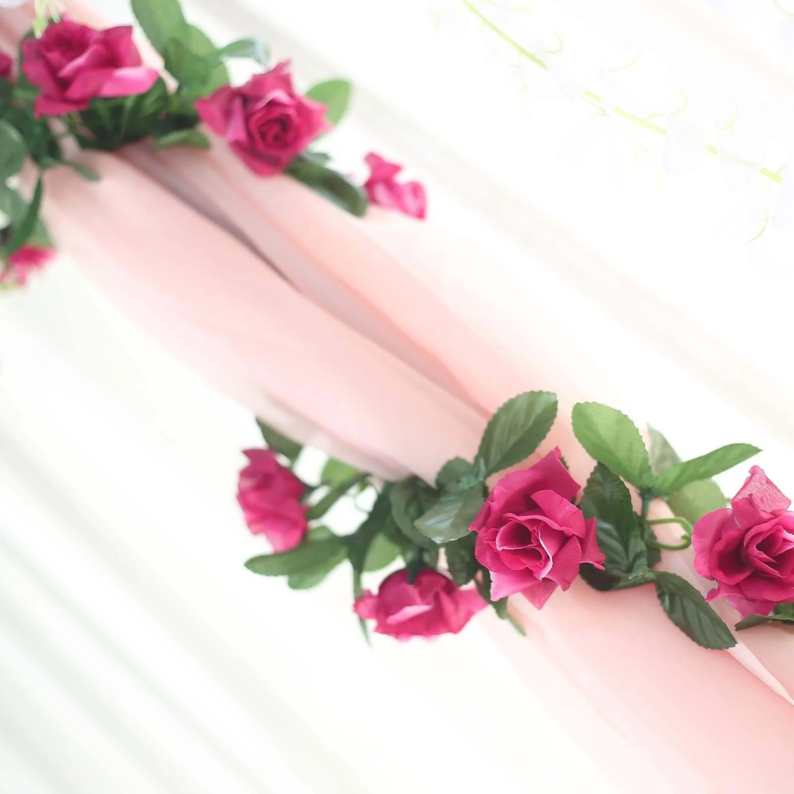 Fuchsia Artificial Silk Rose Garland UV Protected Flower Chain 6ft - Image 11