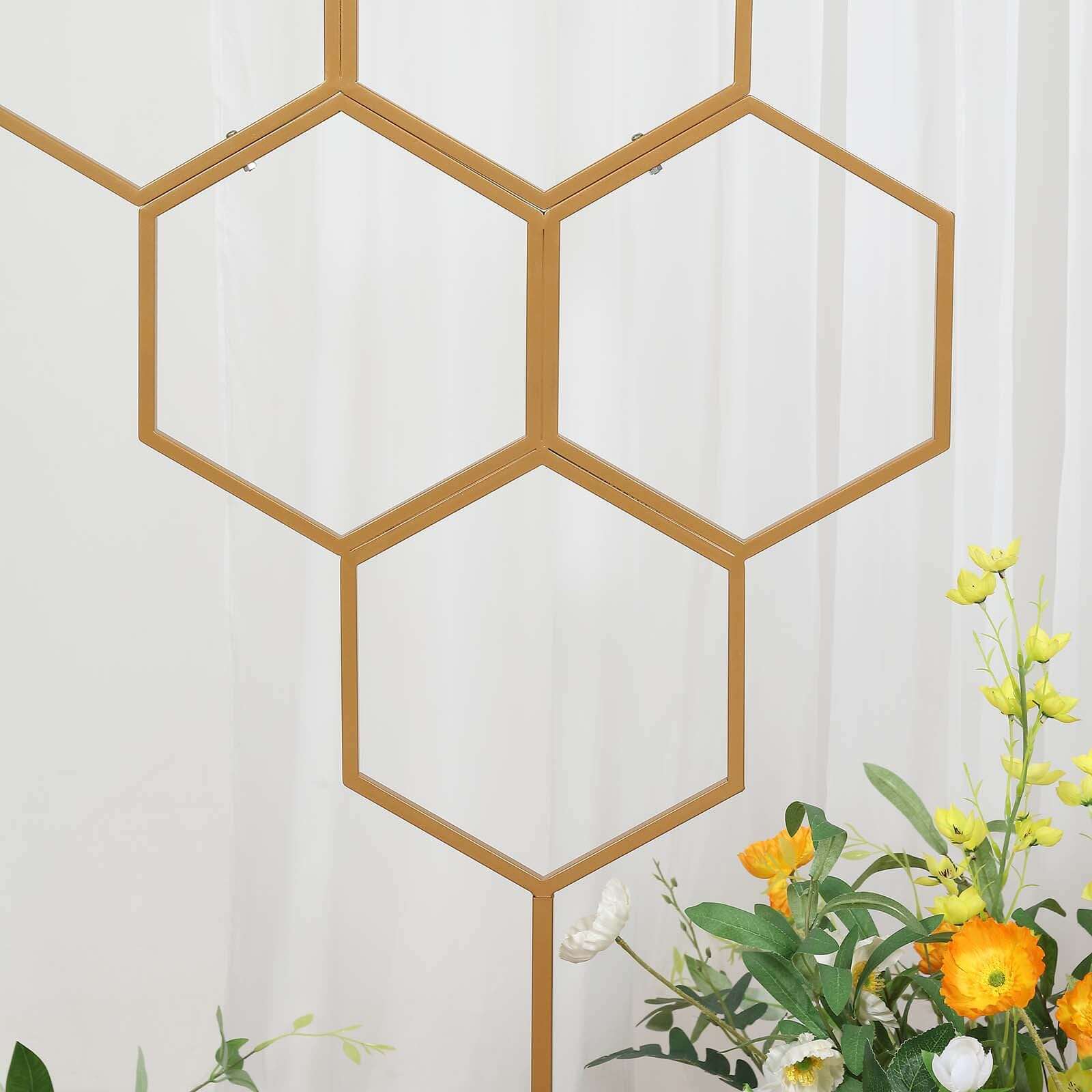 Gold Metal Honeycomb Floor Standing Balloon Display Arch, Wedding Flower Frame Backdrop Stand 6ft - Image 7