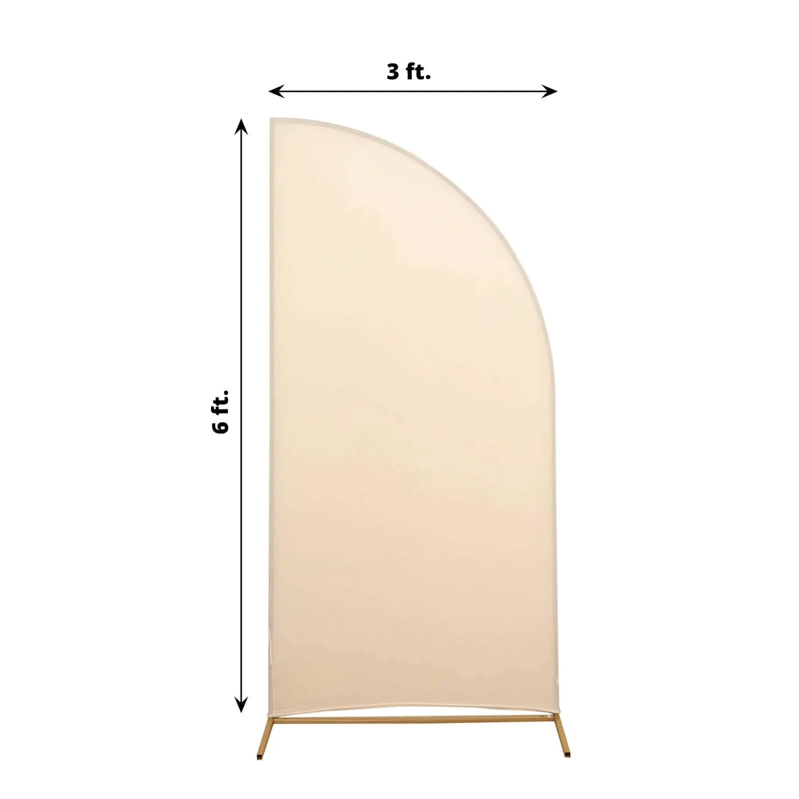 Matte Beige Fitted Spandex Half Moon Wedding Arch Cover, Custom Fit Chiara Backdrop Stand Cover 6ft - Image 3