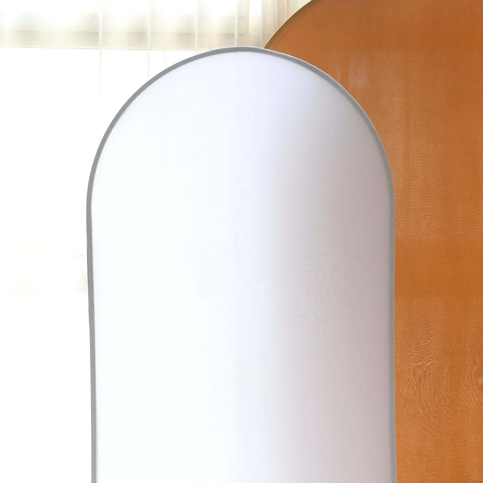 Matte White Spandex Fitted Wedding Arch Cover For Round Top Chiara Backdrop Stand 6ft - Image 10