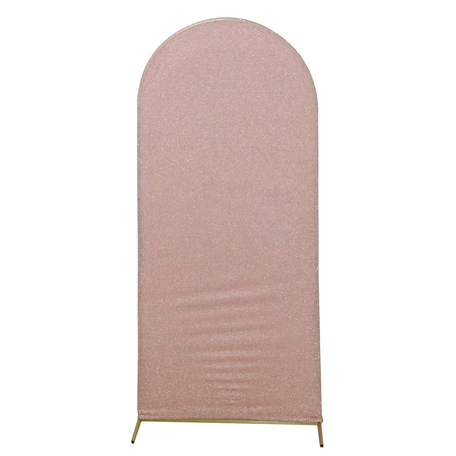 Rose Gold Shimmer Tinsel Spandex Wedding Arch Cover For Fitted Round Top Chiara Backdrop Stand 6ft - Image 6