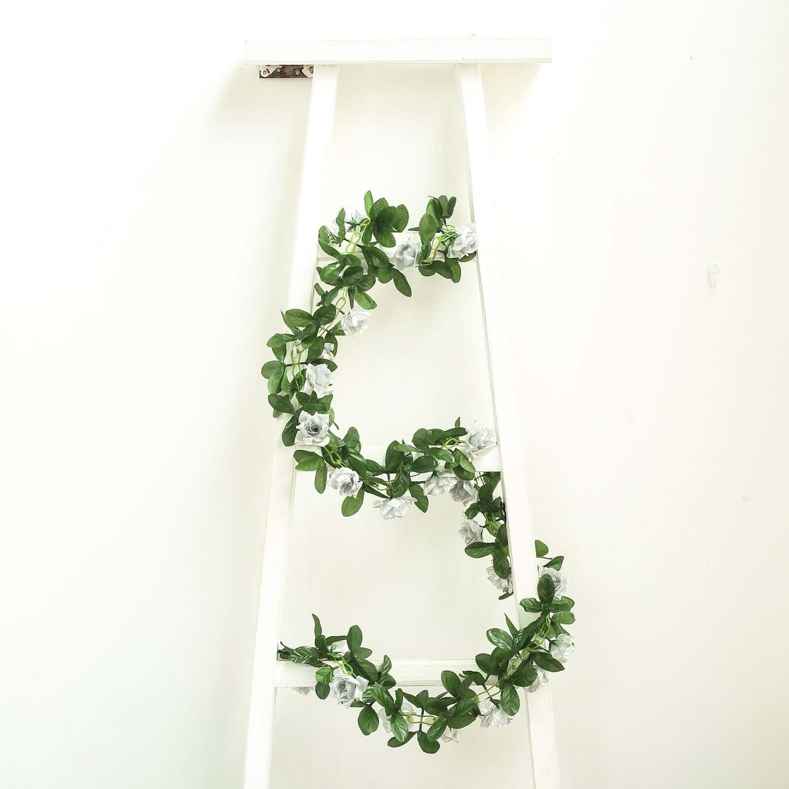 Silver Artificial Silk Rose Garland UV Protected Flower Chain 6ft - Image 10