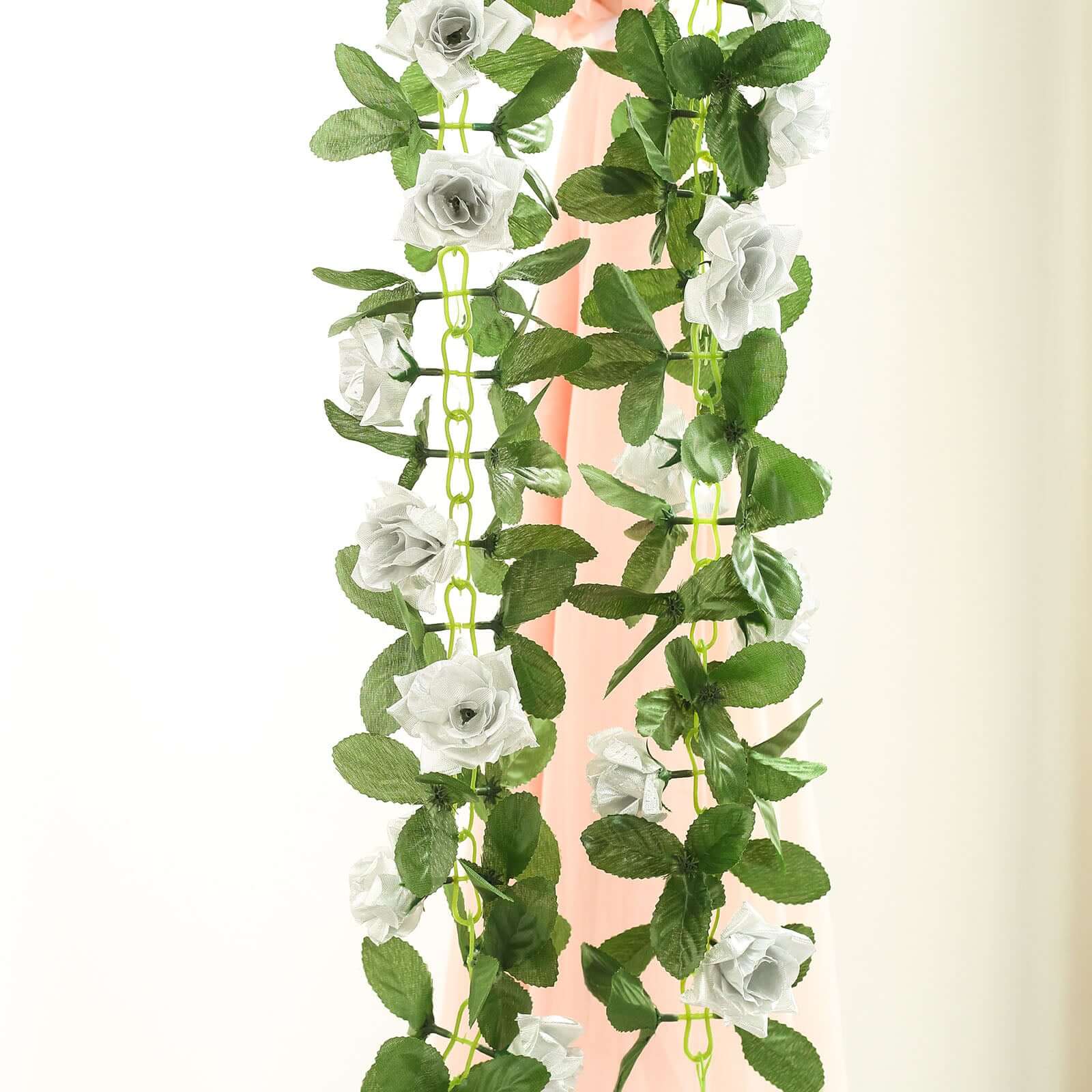 Silver Artificial Silk Rose Garland UV Protected Flower Chain 6ft - Image 12