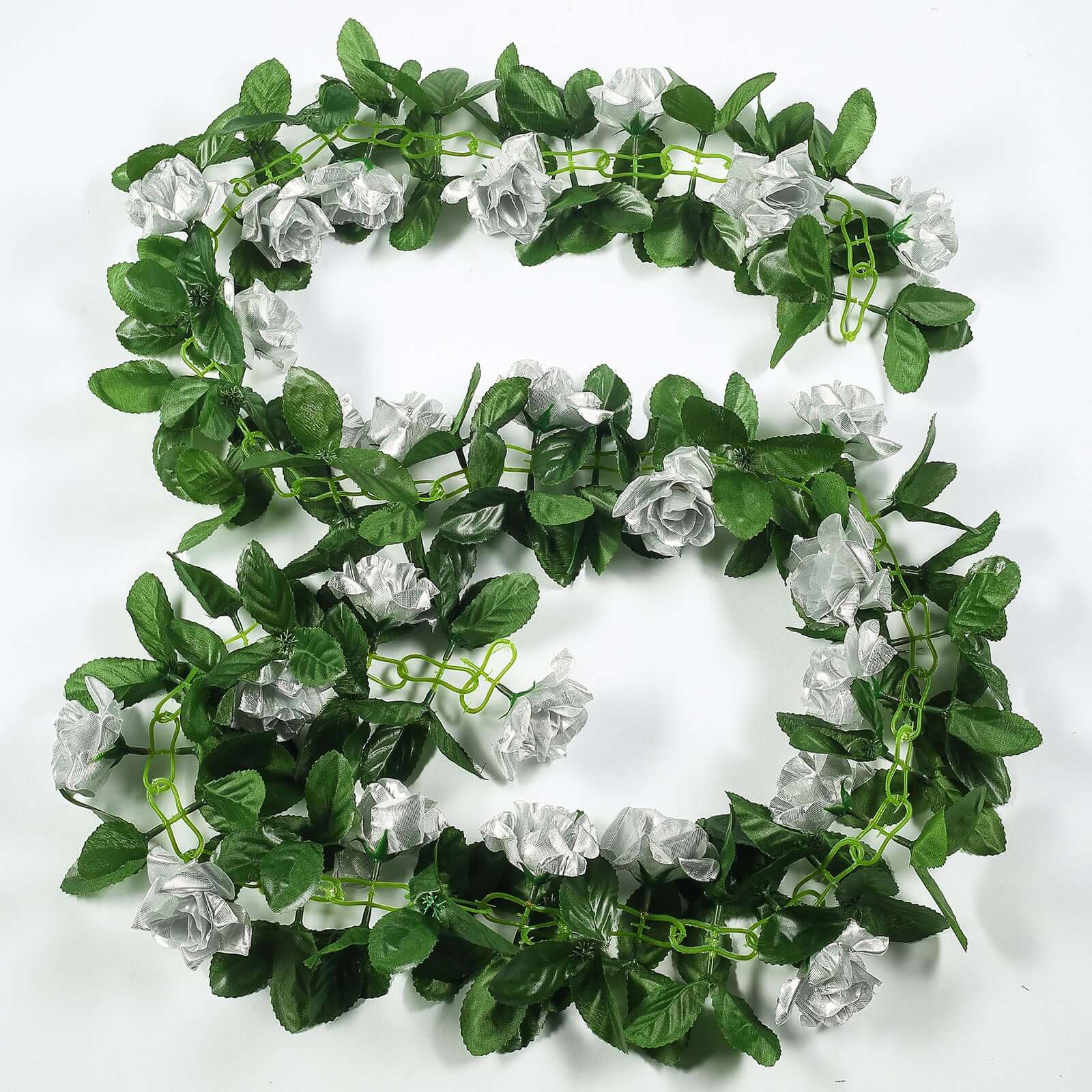 Silver Artificial Silk Rose Garland UV Protected Flower Chain 6ft - Image 14