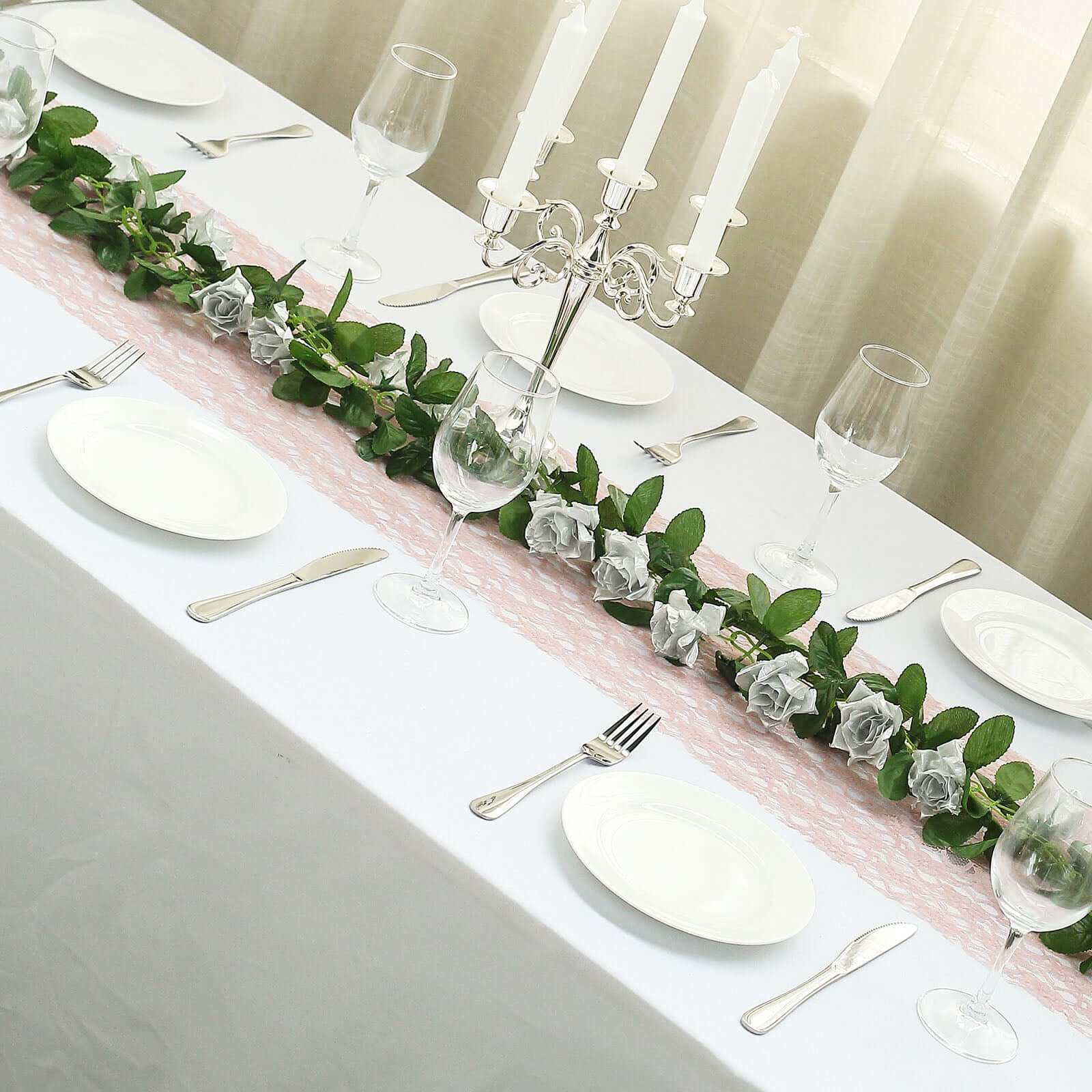 Silver Artificial Silk Rose Garland UV Protected Flower Chain 6ft - Image 8