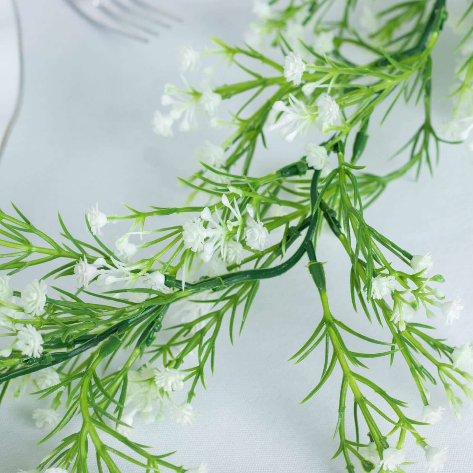 White Artificial Silk Gypsophila Table Flower Garland, Faux Baby Breath Hanging Flower Vines 6ft - Image 8