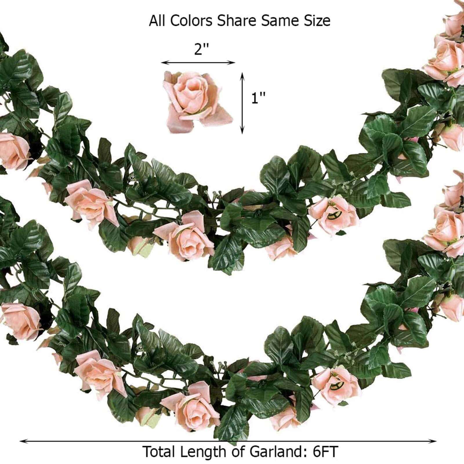 White Artificial Silk Rose Garland UV Protected Flower Chain 6ft - Image 3