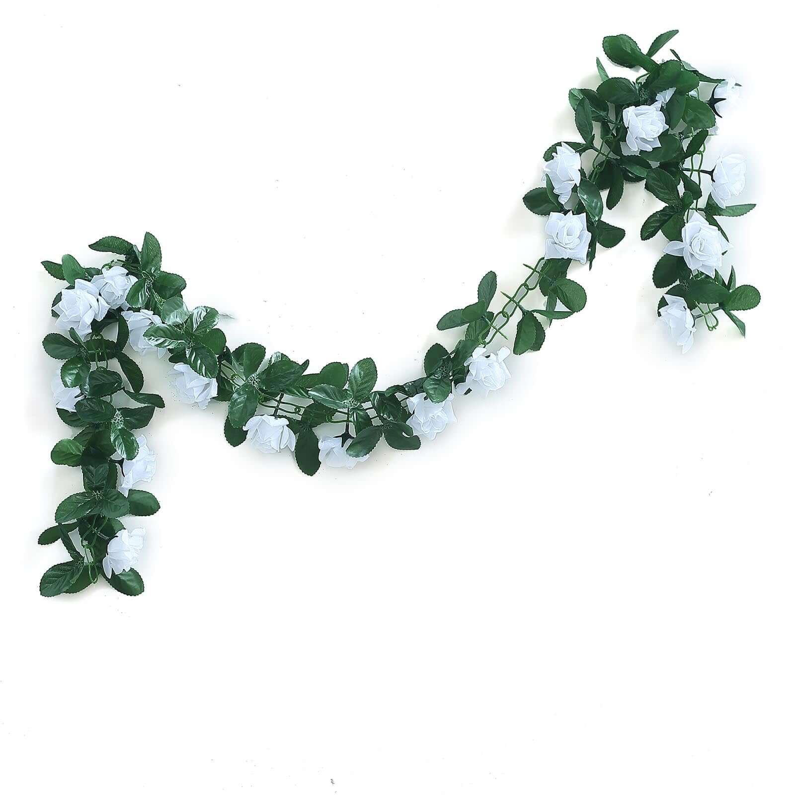 White Artificial Silk Rose Garland UV Protected Flower Chain 6ft - Image 6
