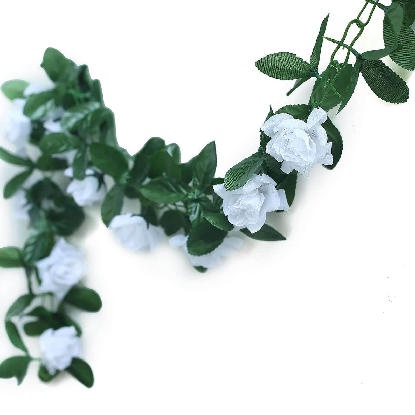 White Artificial Silk Rose Garland UV Protected Flower Chain 6ft - Image 8