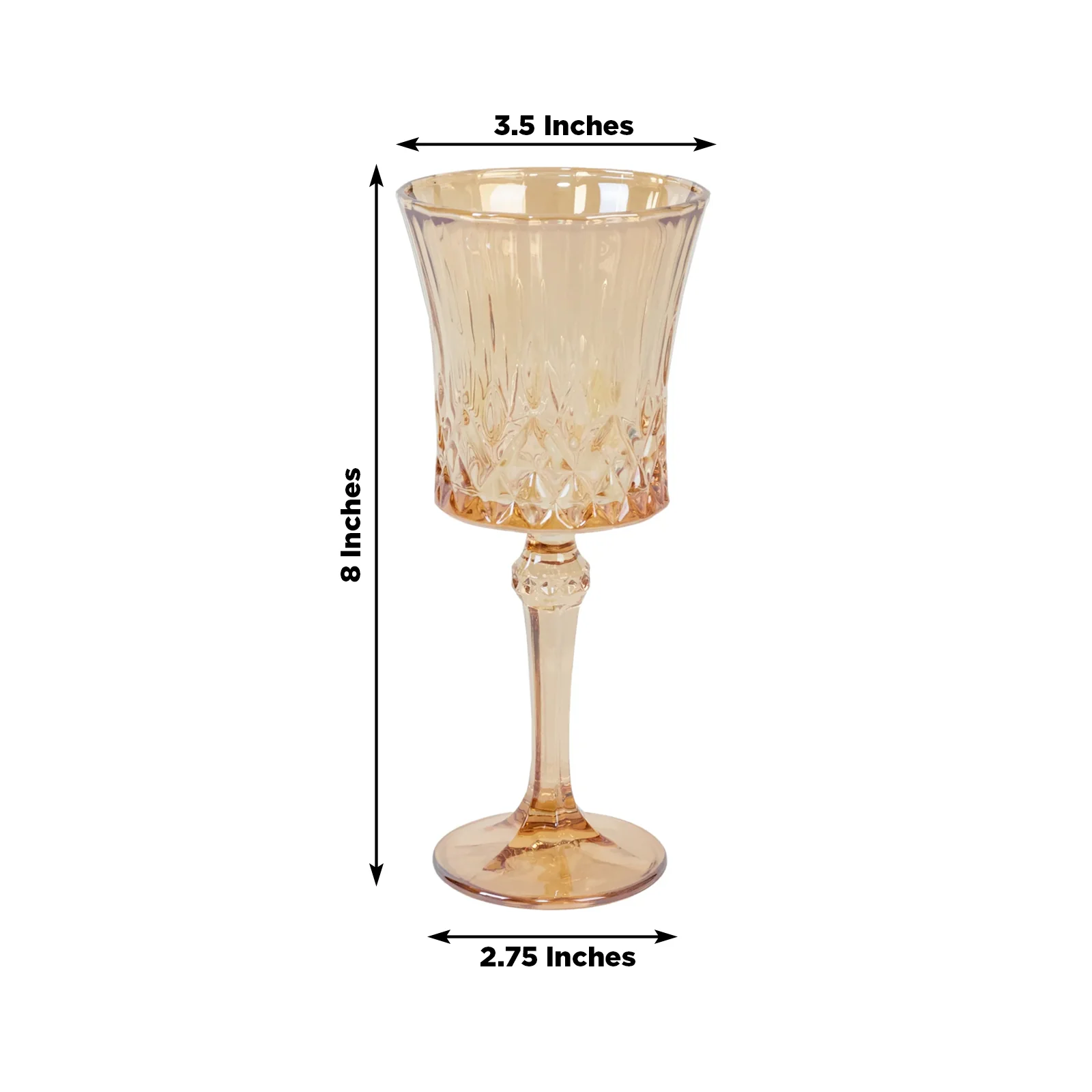 6 Pack Crystal Cut Glass Goblets 9oz Amber Gold – Elegant Vintage Wine, Water & Cocktail Glasses for Table Settings - Image 2